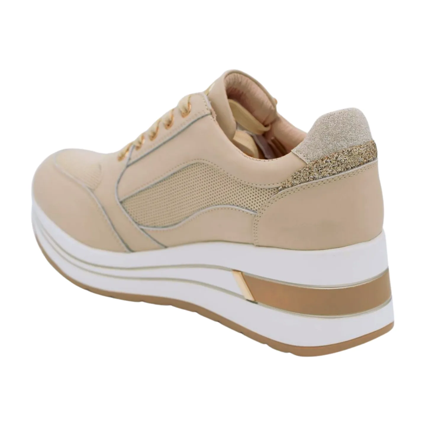 DONNA SERENA Cream Platform Trainer