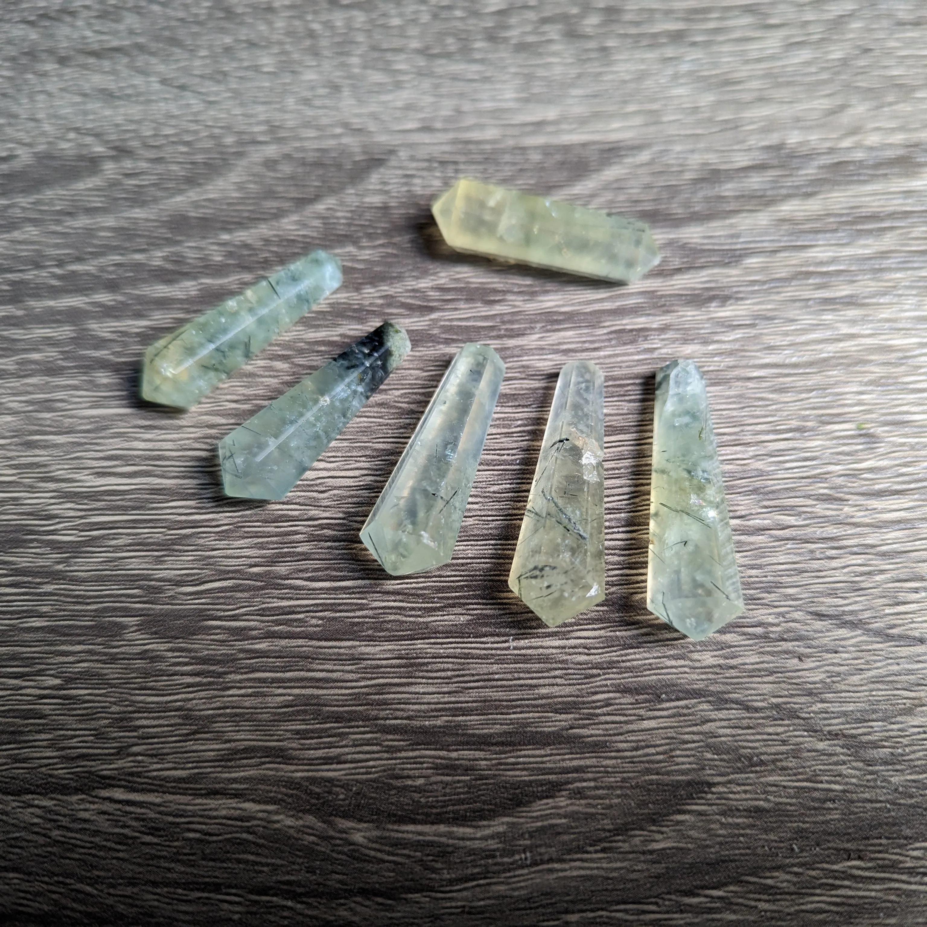 Double Terminated Natural Green Prehnite  Mini Polished Points