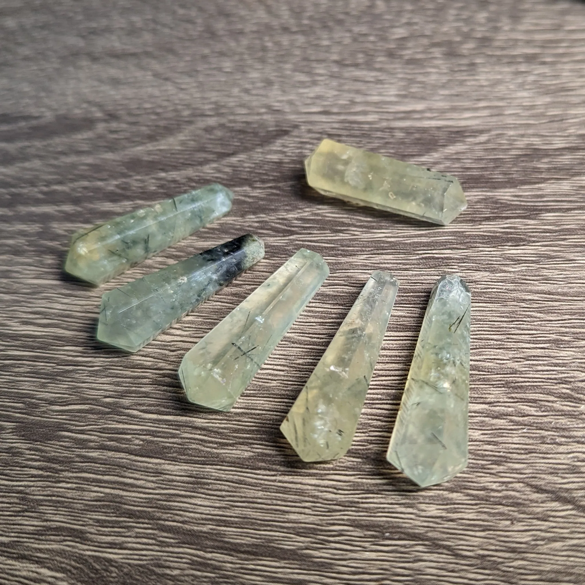 Double Terminated Natural Green Prehnite  Mini Polished Points