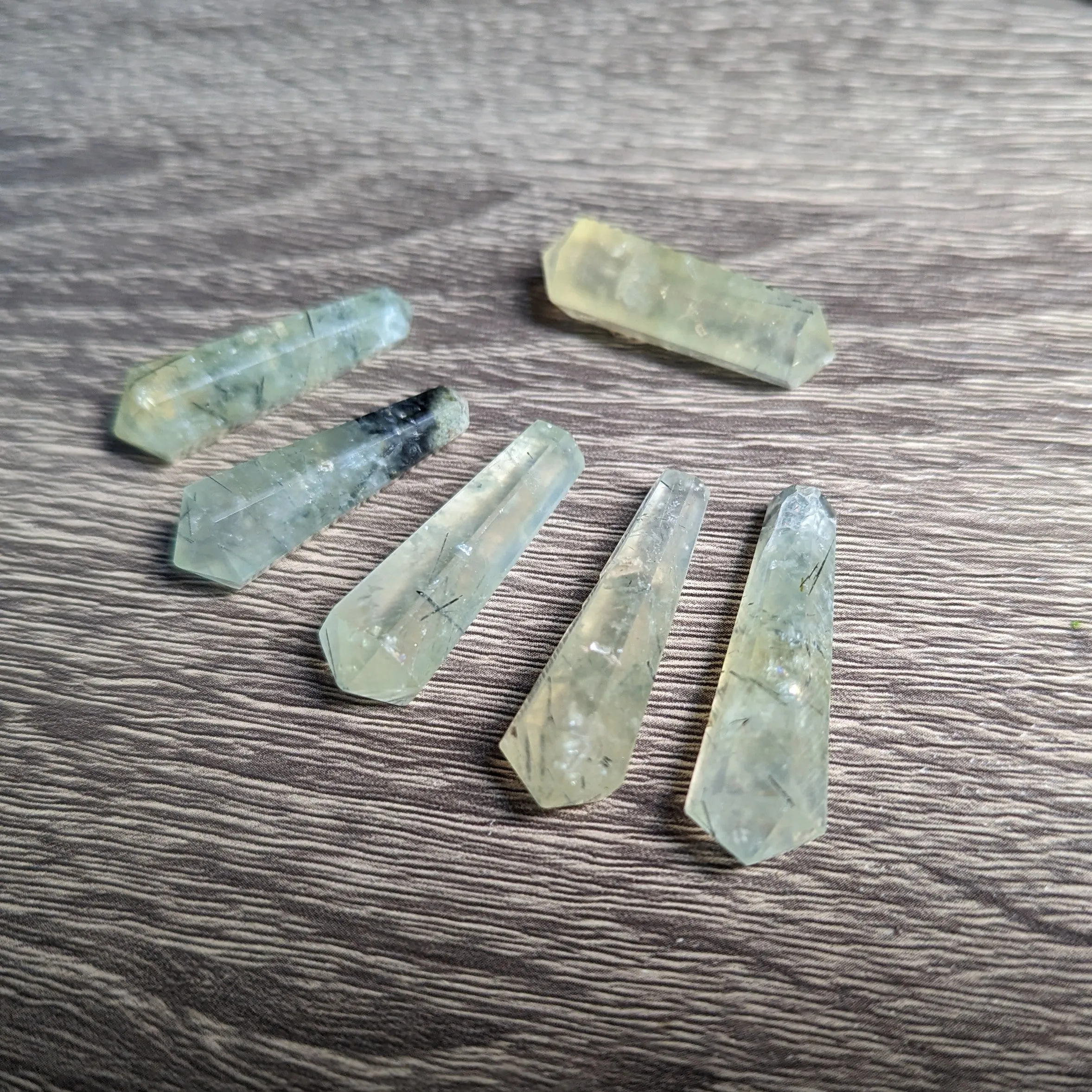 Double Terminated Natural Green Prehnite  Mini Polished Points