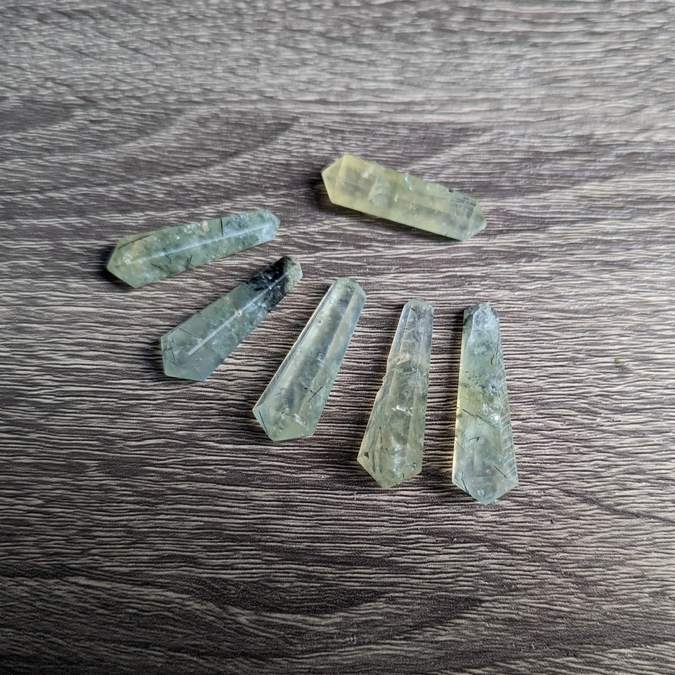 Double Terminated Natural Green Prehnite  Mini Polished Points