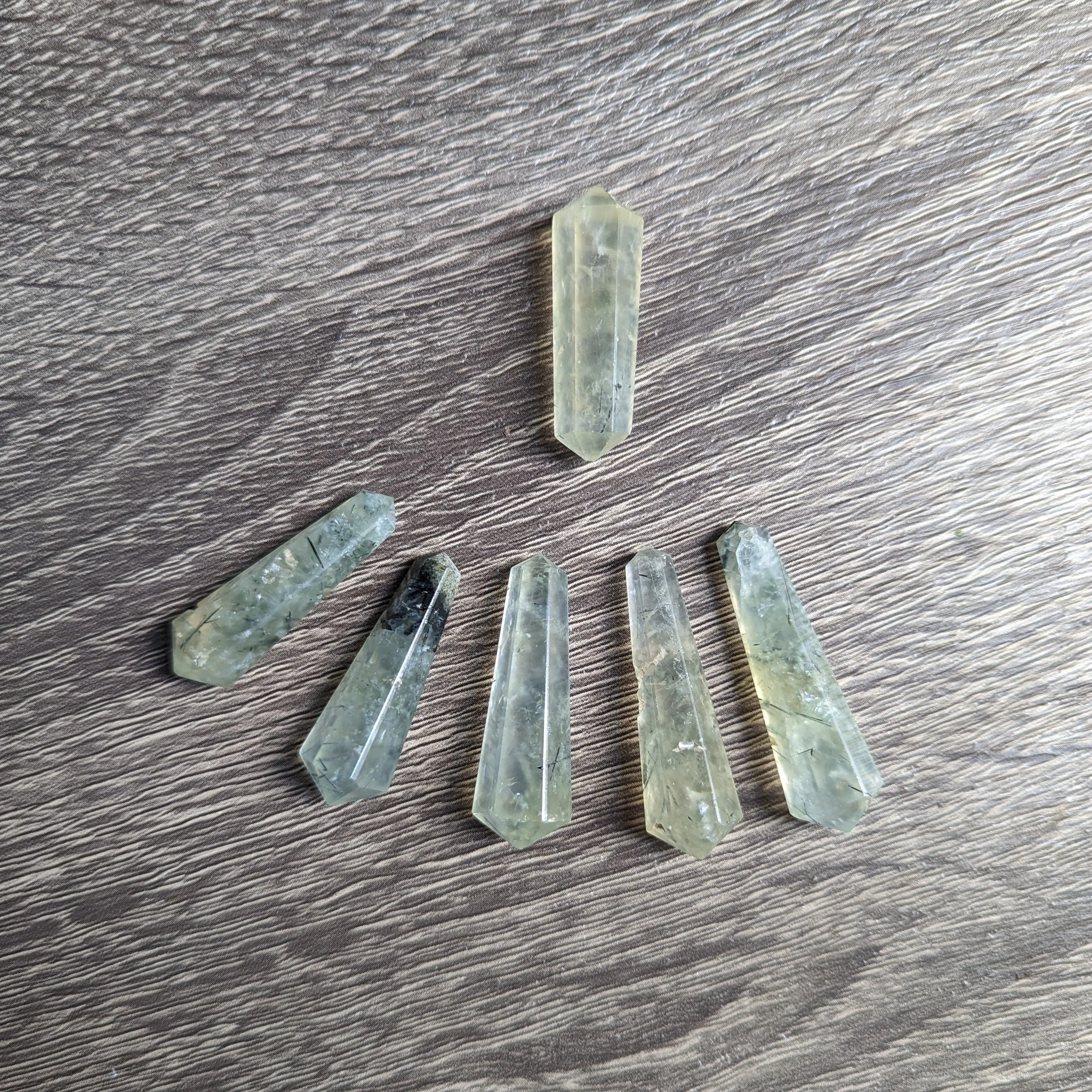 Double Terminated Natural Green Prehnite  Mini Polished Points