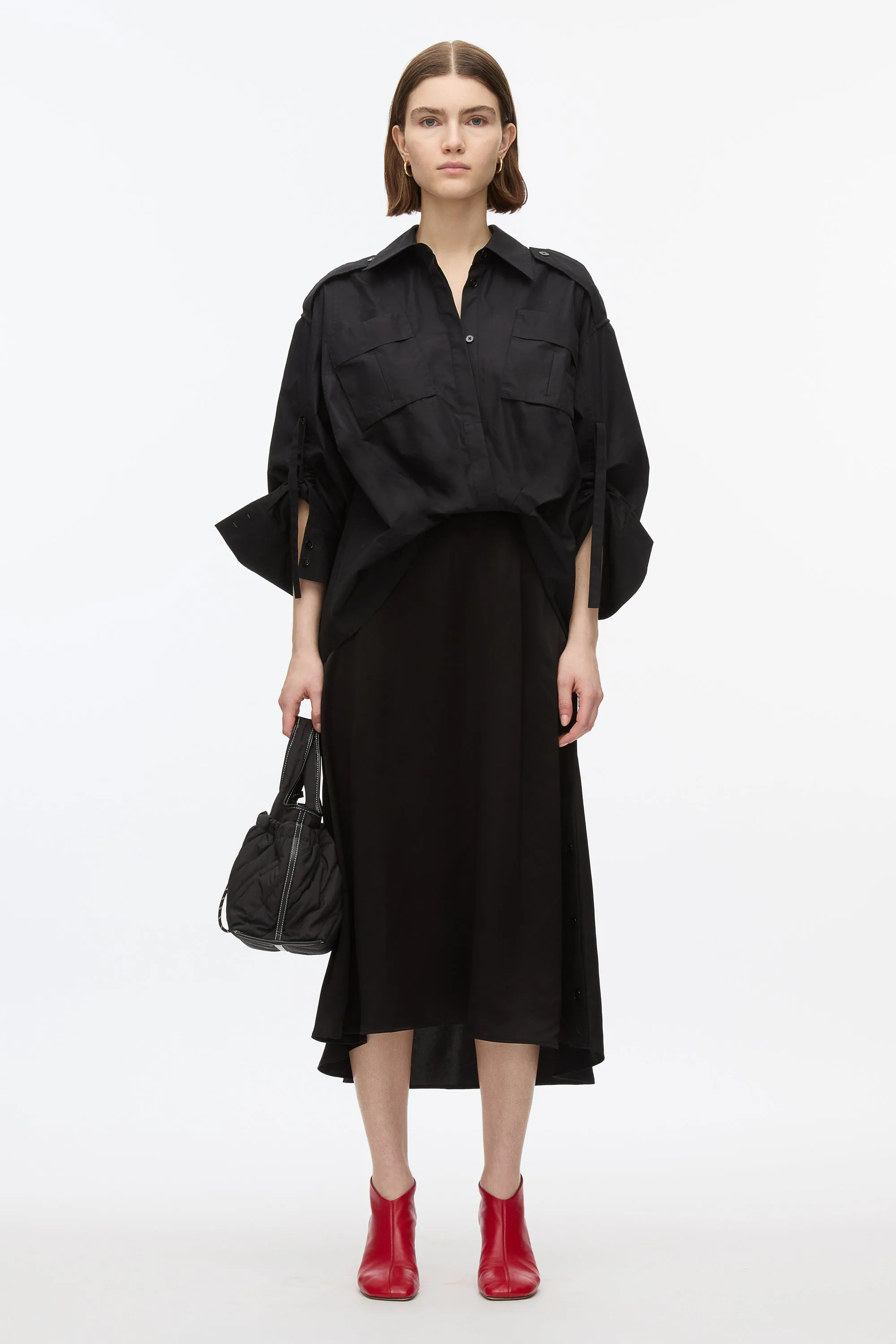 Draped Shirt Combo Slip Dress