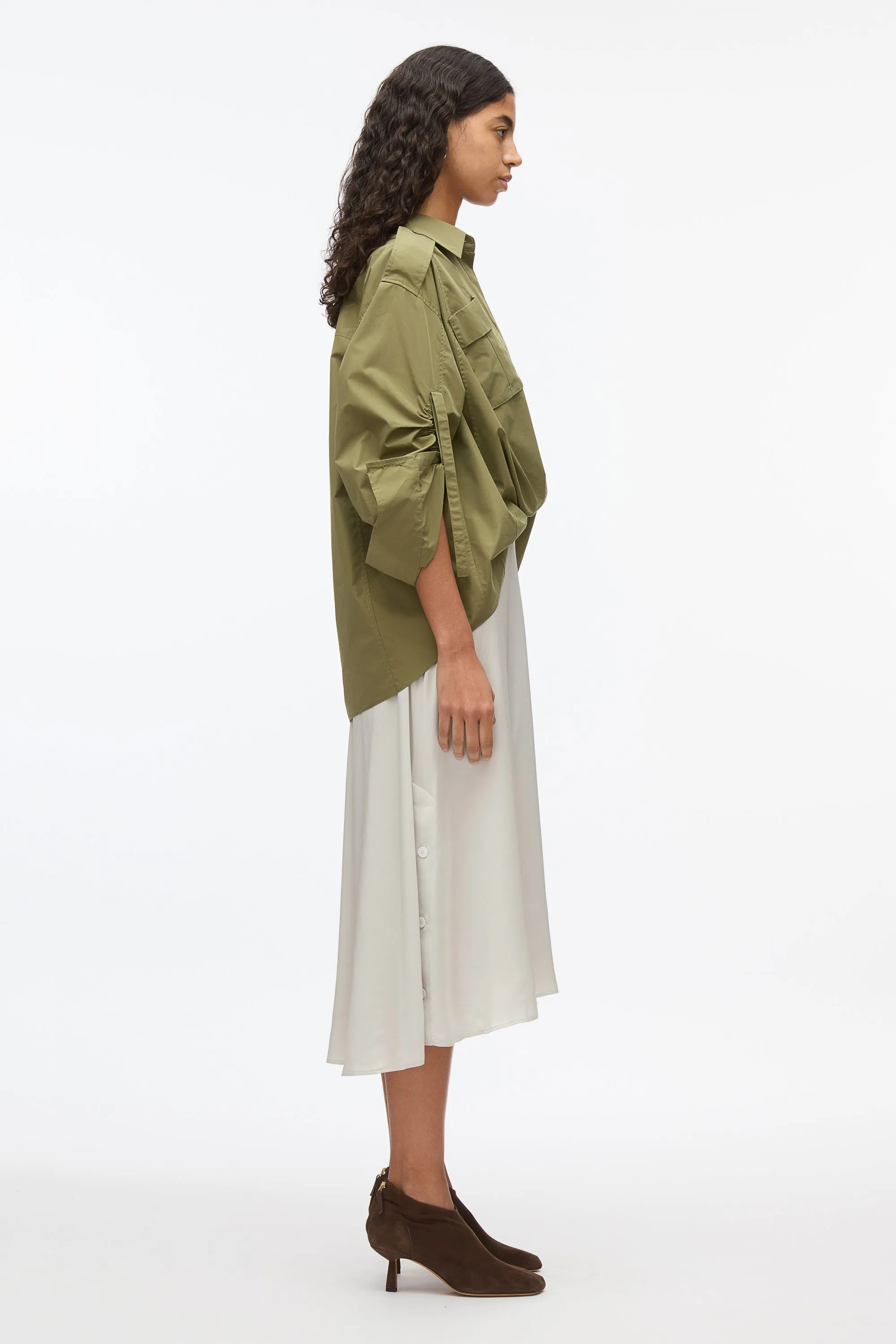 Draped Shirt Combo Slip Dress