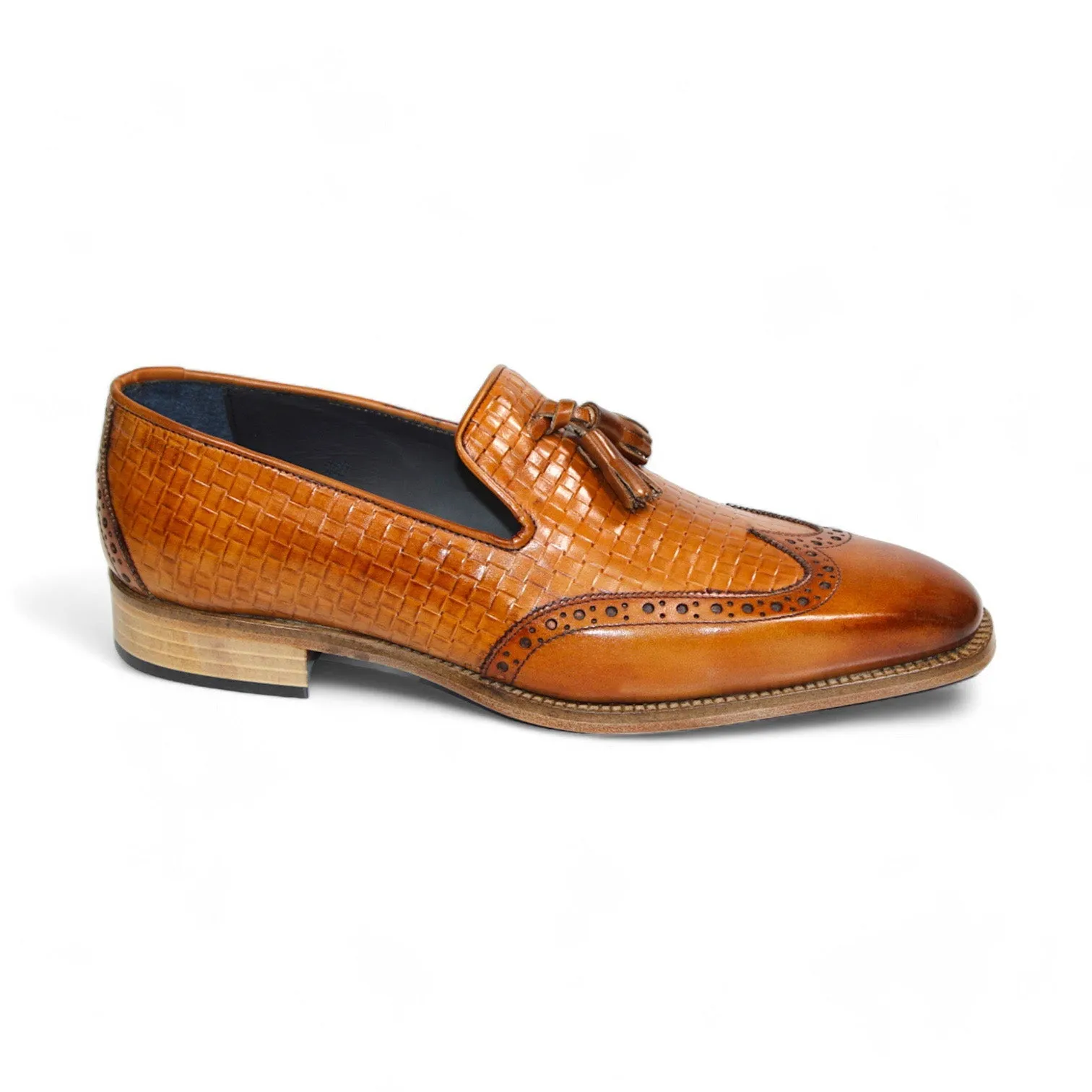 Duca Cosenza Men's Shoes Cognac Calf-Skin Leather Loafer (D1146)