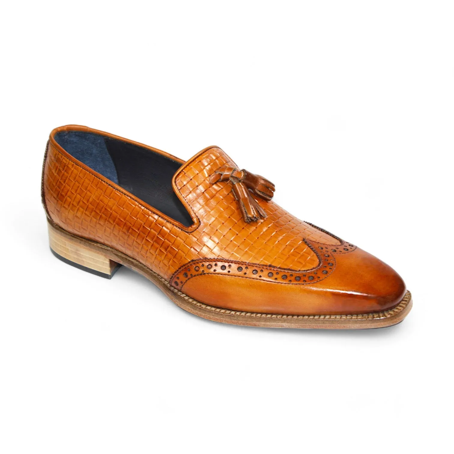 Duca Cosenza Men's Shoes Cognac Calf-Skin Leather Loafer (D1146)