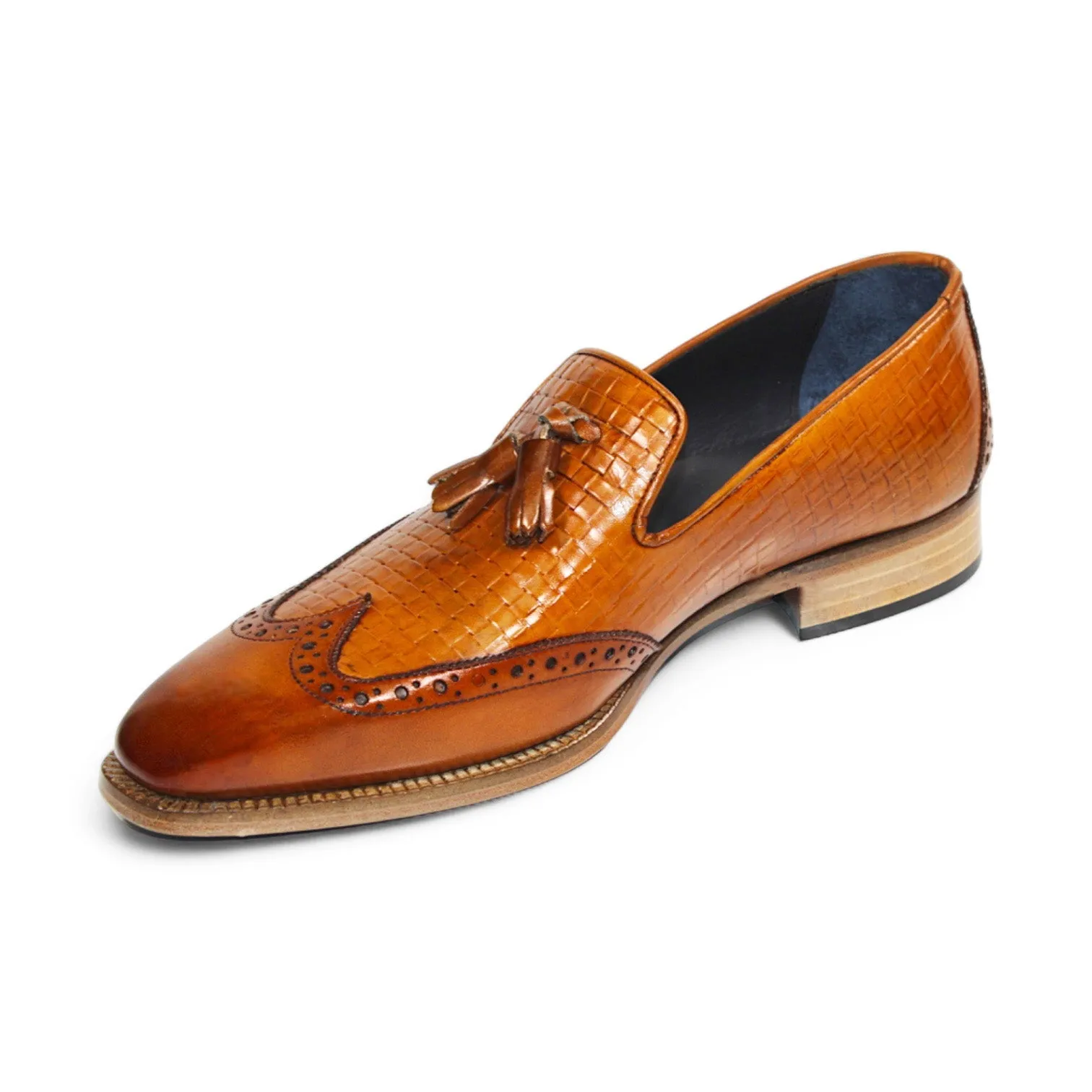 Duca Cosenza Men's Shoes Cognac Calf-Skin Leather Loafer (D1146)