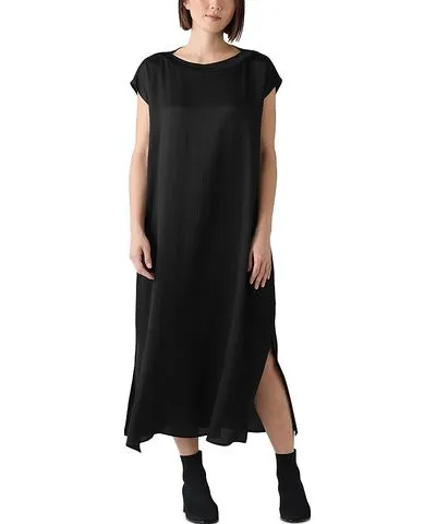 Eileen Fisher Silk Boat Neck T-Shirt Dress