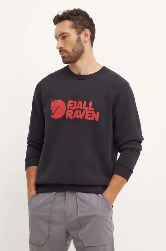 Fjallraven tracksuit sweatshirt Fjällräven Logo black color with a print F84142.550