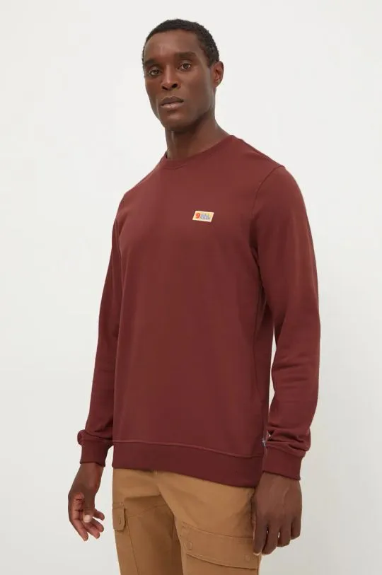 Fjallraven tracksuit sweatshirt Vardag maroon color smooth F87070.352