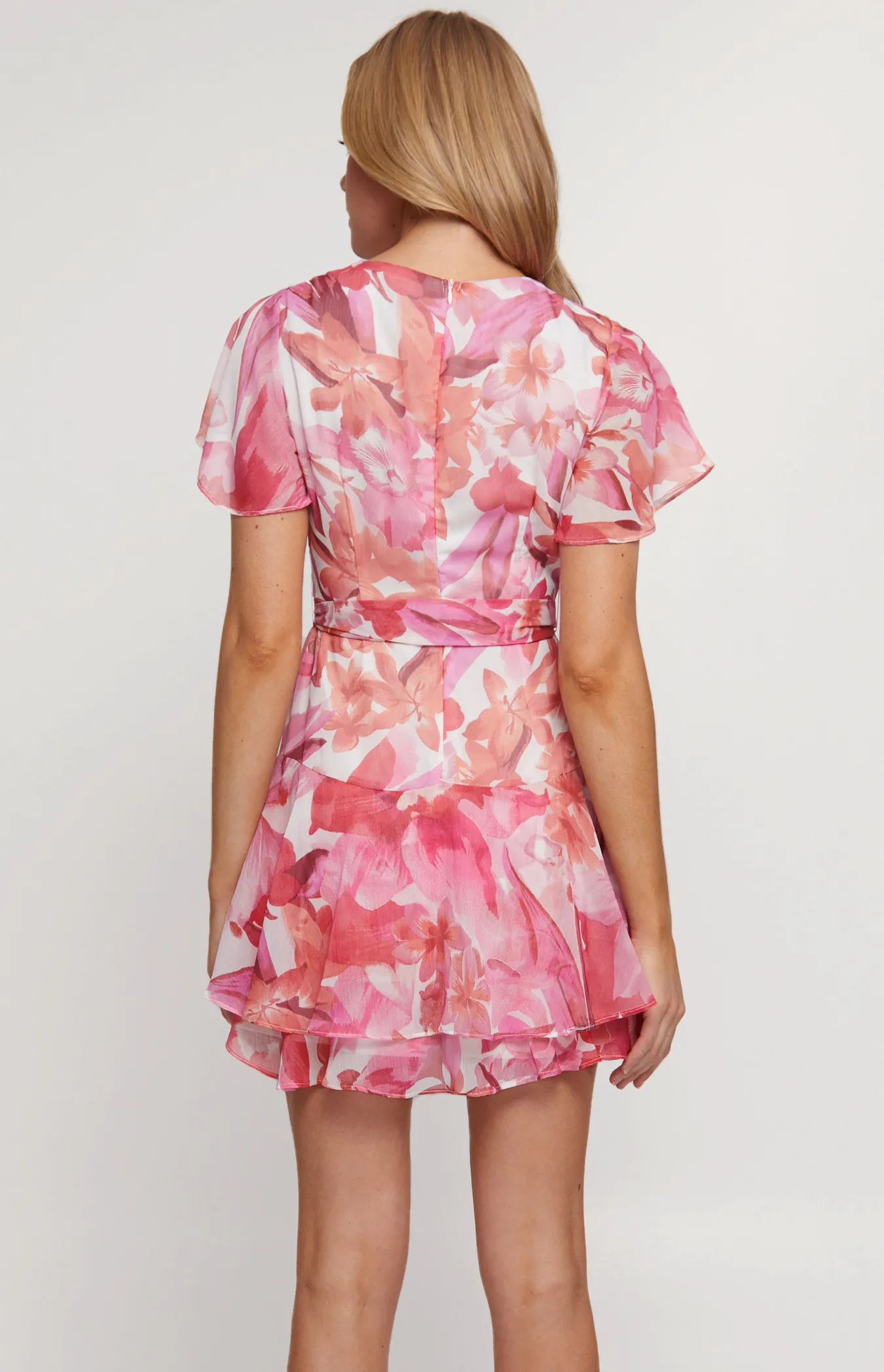 Floral Chiffon Dress with Ruffle Detailed Hem (SDR1312A)