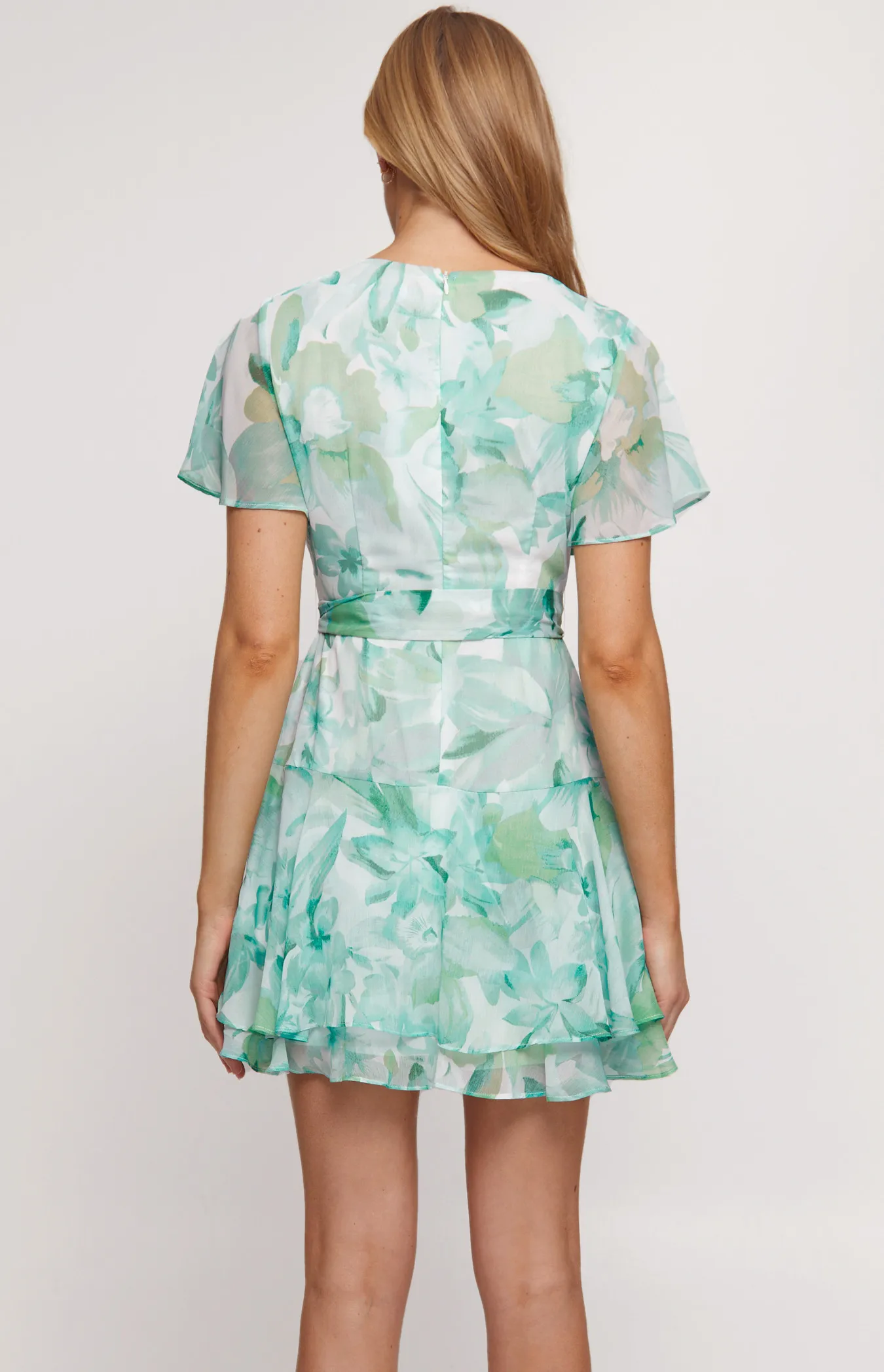 Floral Chiffon Dress with Ruffle Detailed Hem (SDR1312A)