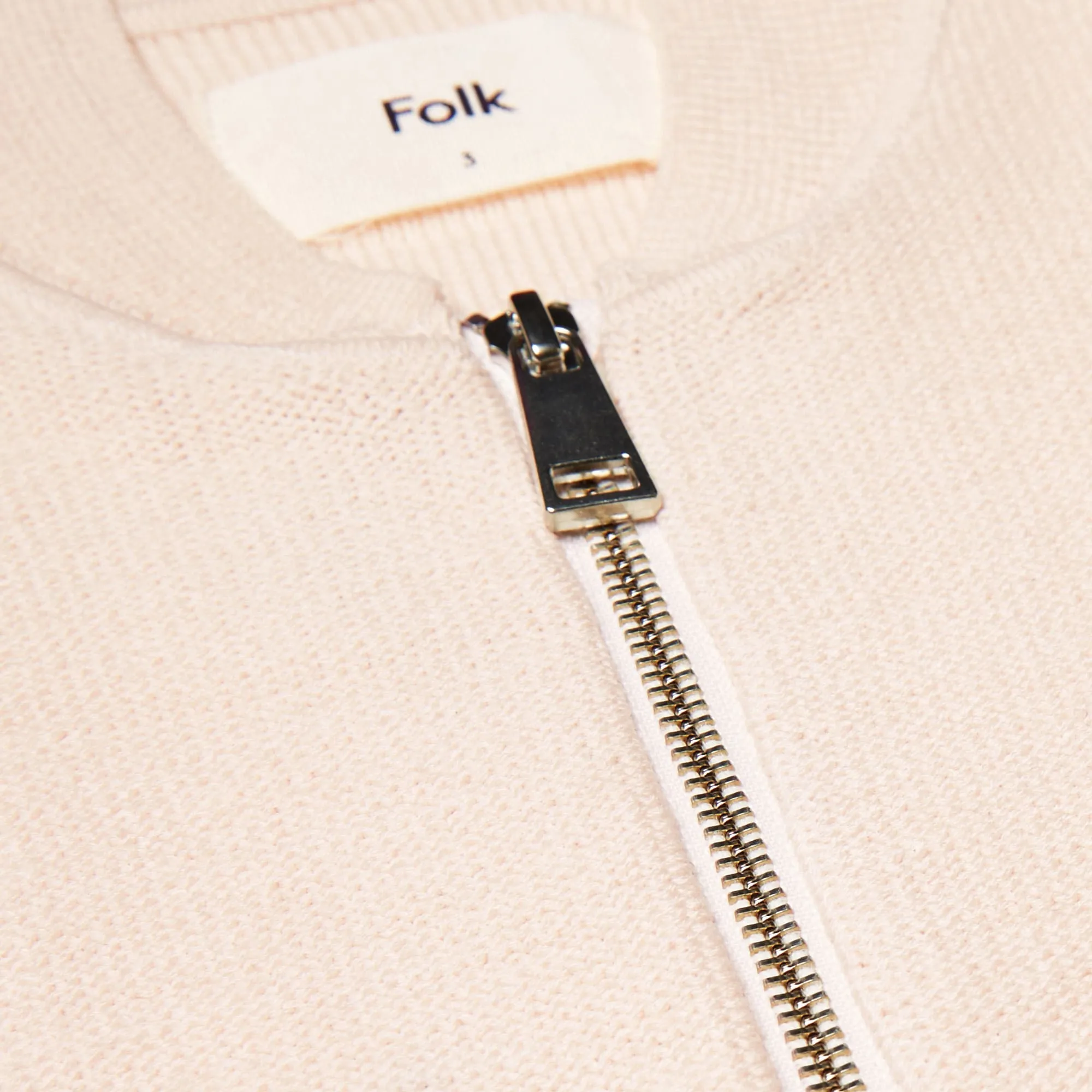 Folk Mercerised Zip CardiganEcru