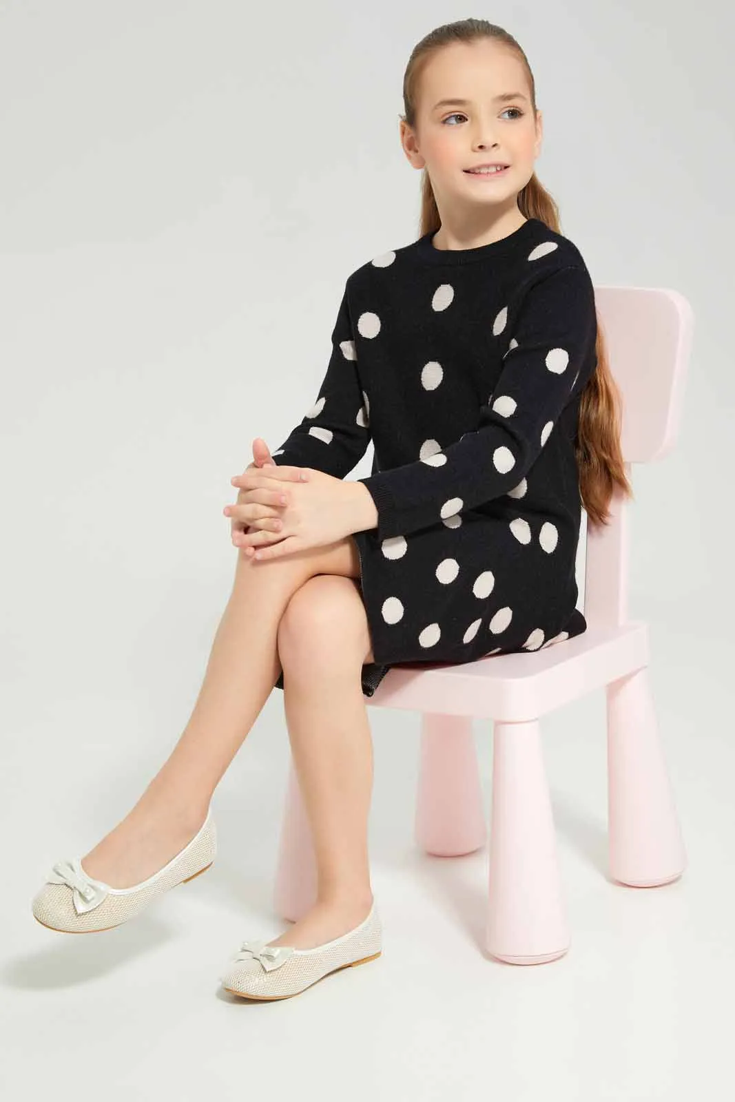 Girls Black Polka Dot Dress