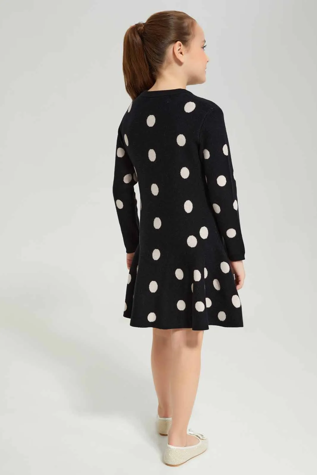 Girls Black Polka Dot Dress