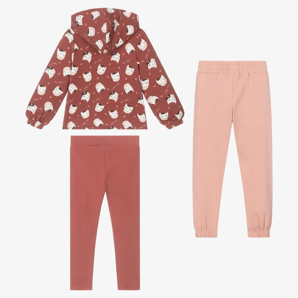 Girls Pink 3 Piece Tracksuit