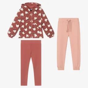 Girls Pink 3 Piece Tracksuit