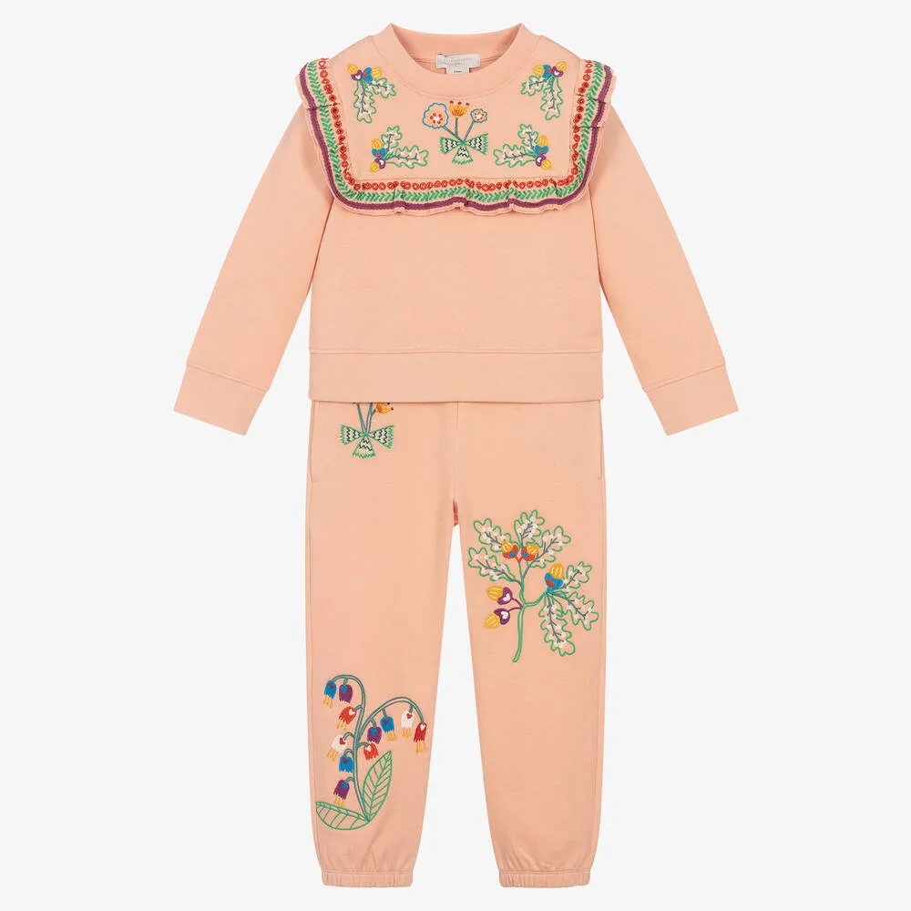 Girls Pink Embroidered Acorn Tracksuit