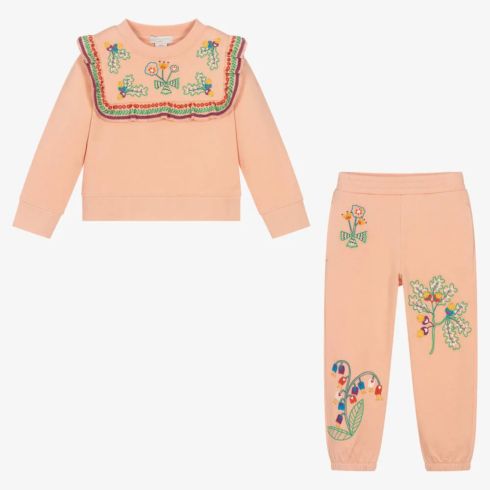 Girls Pink Embroidered Acorn Tracksuit