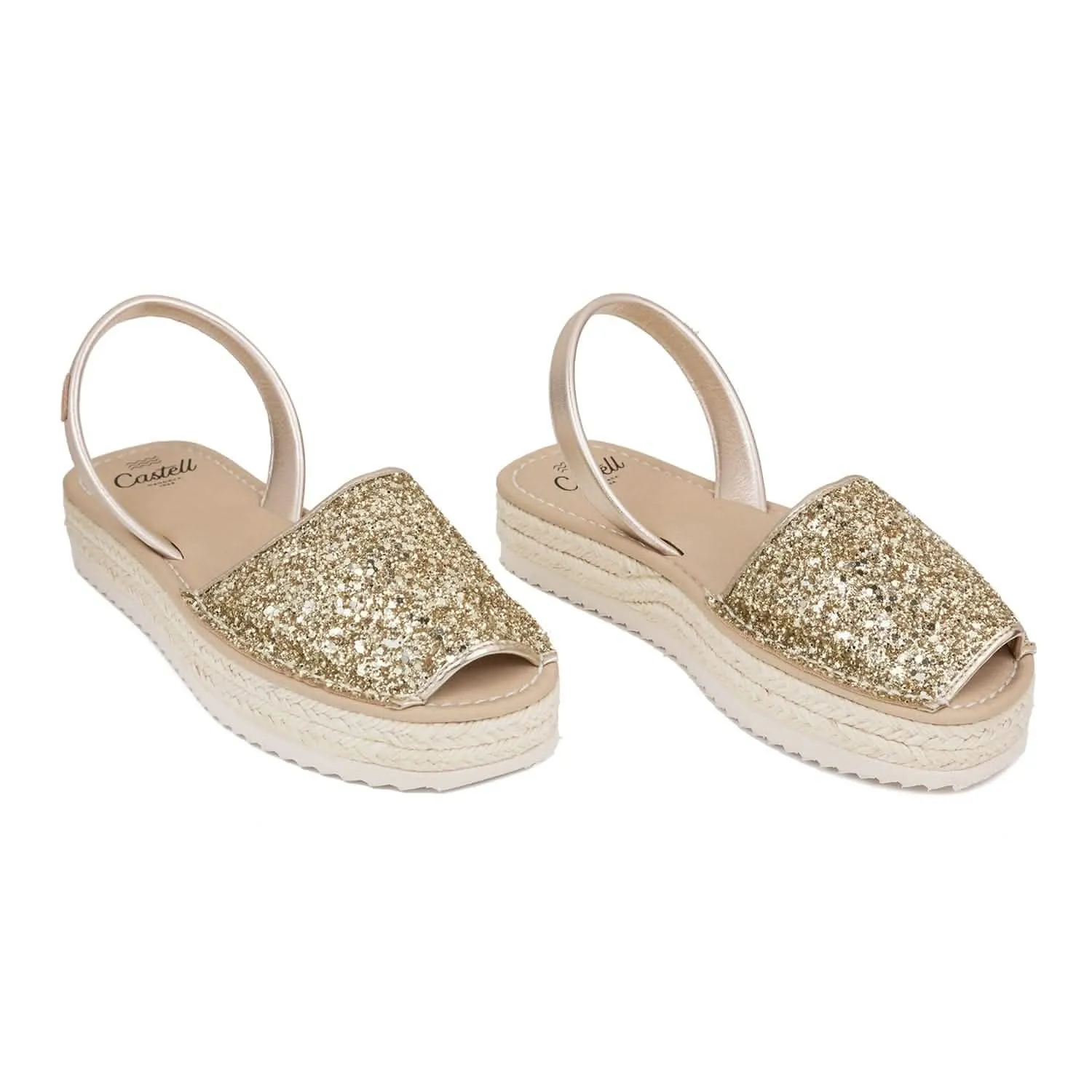 Glitter Platform Menorcan Espadrille For Women - Doble Yute 2283R 2 Glitter