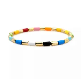 Gold and Rainbow Skinny Enamel Bracelet