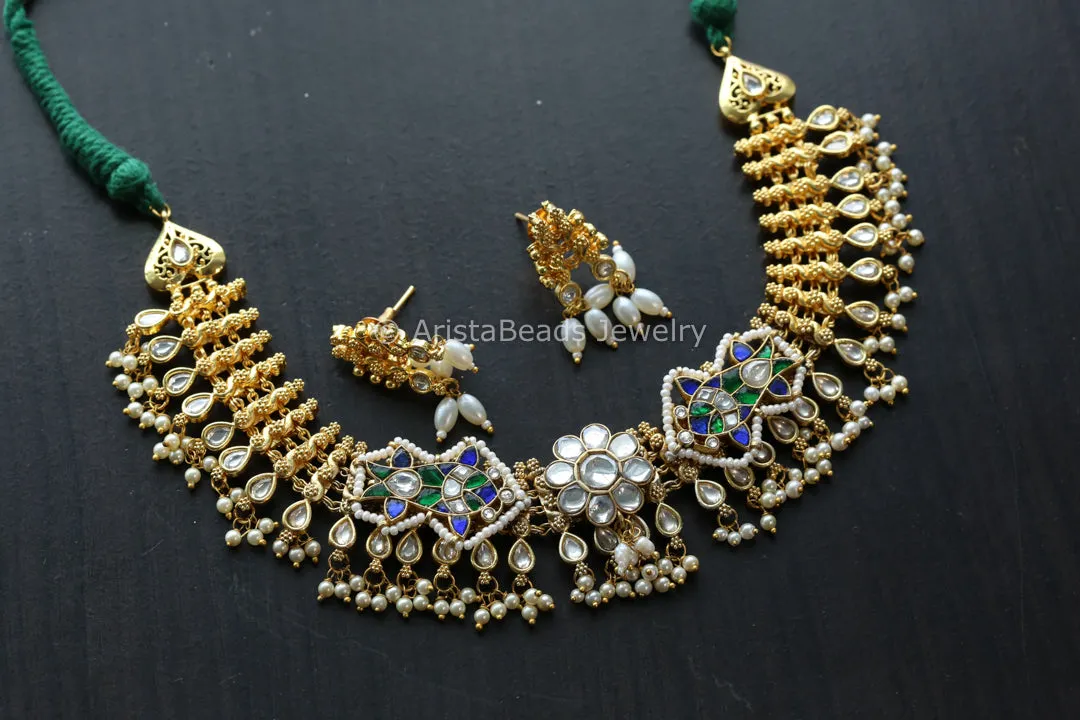 Gold Fusion Jadau Kundan Necklace Set