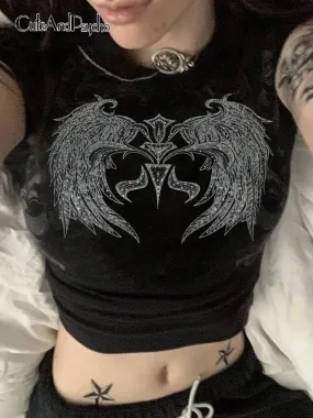 Gothic Fairycore Crop Top - Graphic Printing