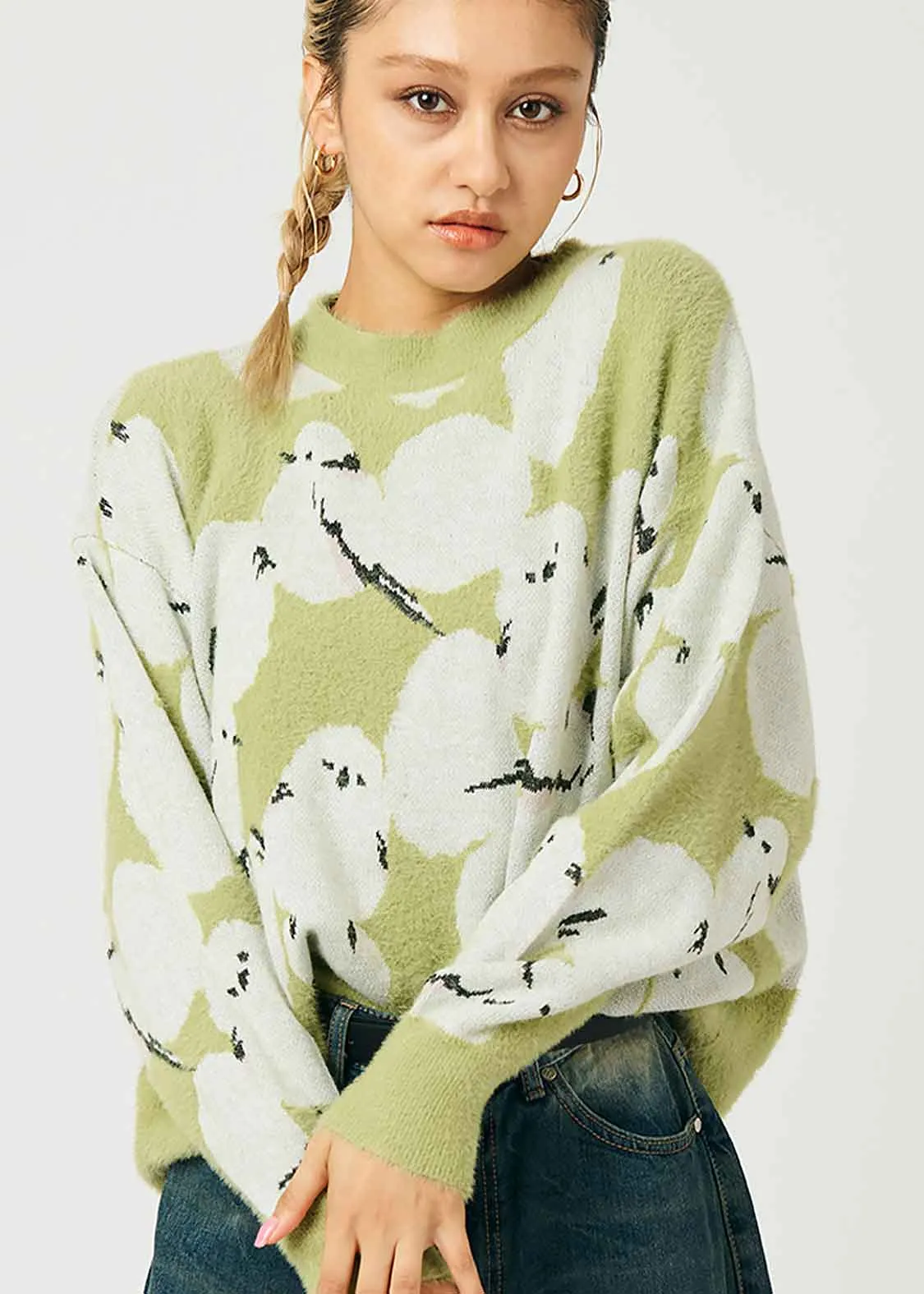 Graphic Long Sleeve Knit (Shimaenaga)