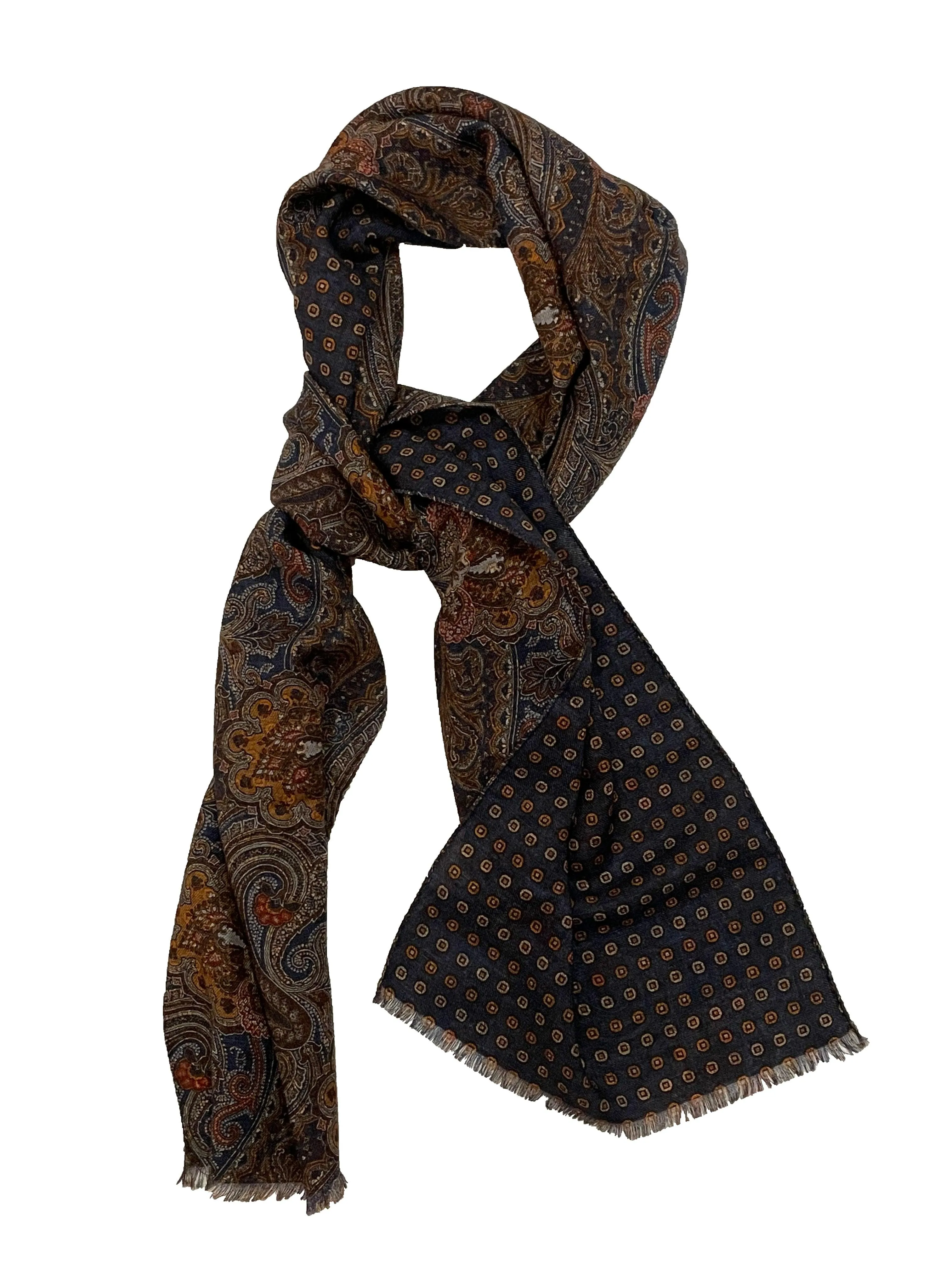 Hemley - Foulard reversible de laine paisley et cercles