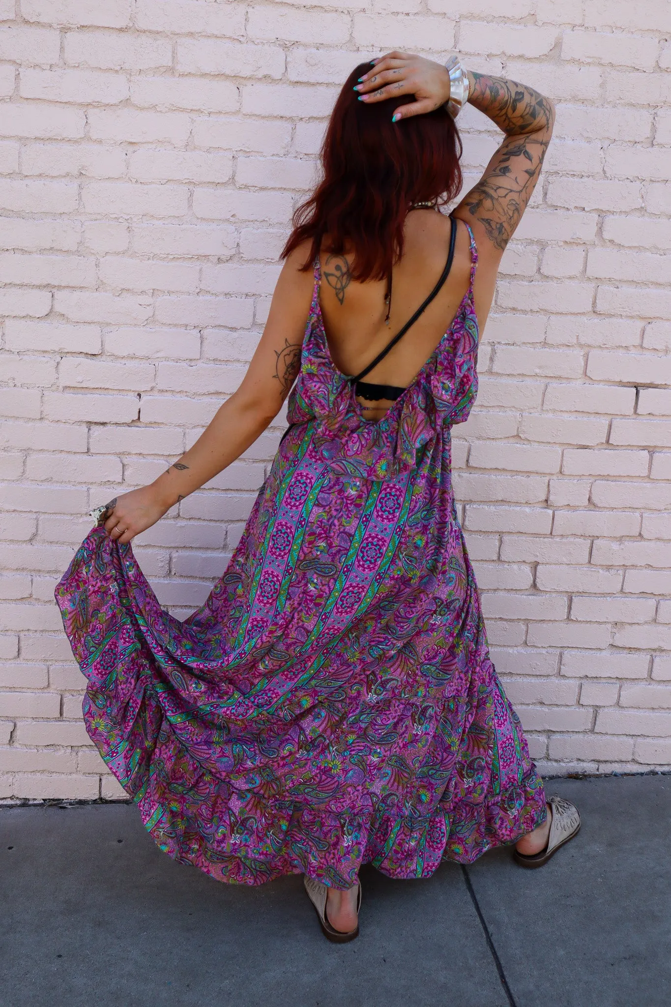 In the Flow Poly Silk Deep V  Maxi Dress