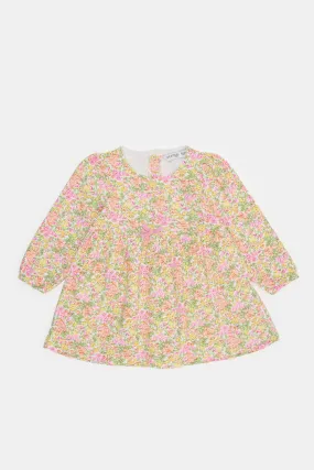 Infant Girls Pink Floral Printed Dress