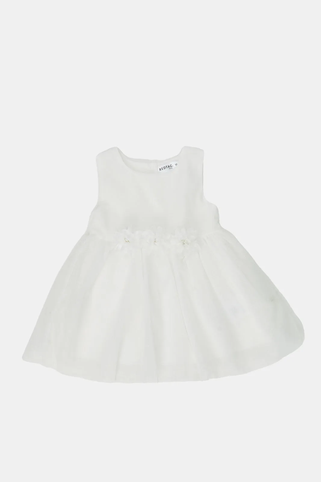 Infant Girls White Flower Embroidered Dress