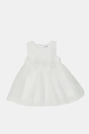 Infant Girls White Flower Embroidered Dress