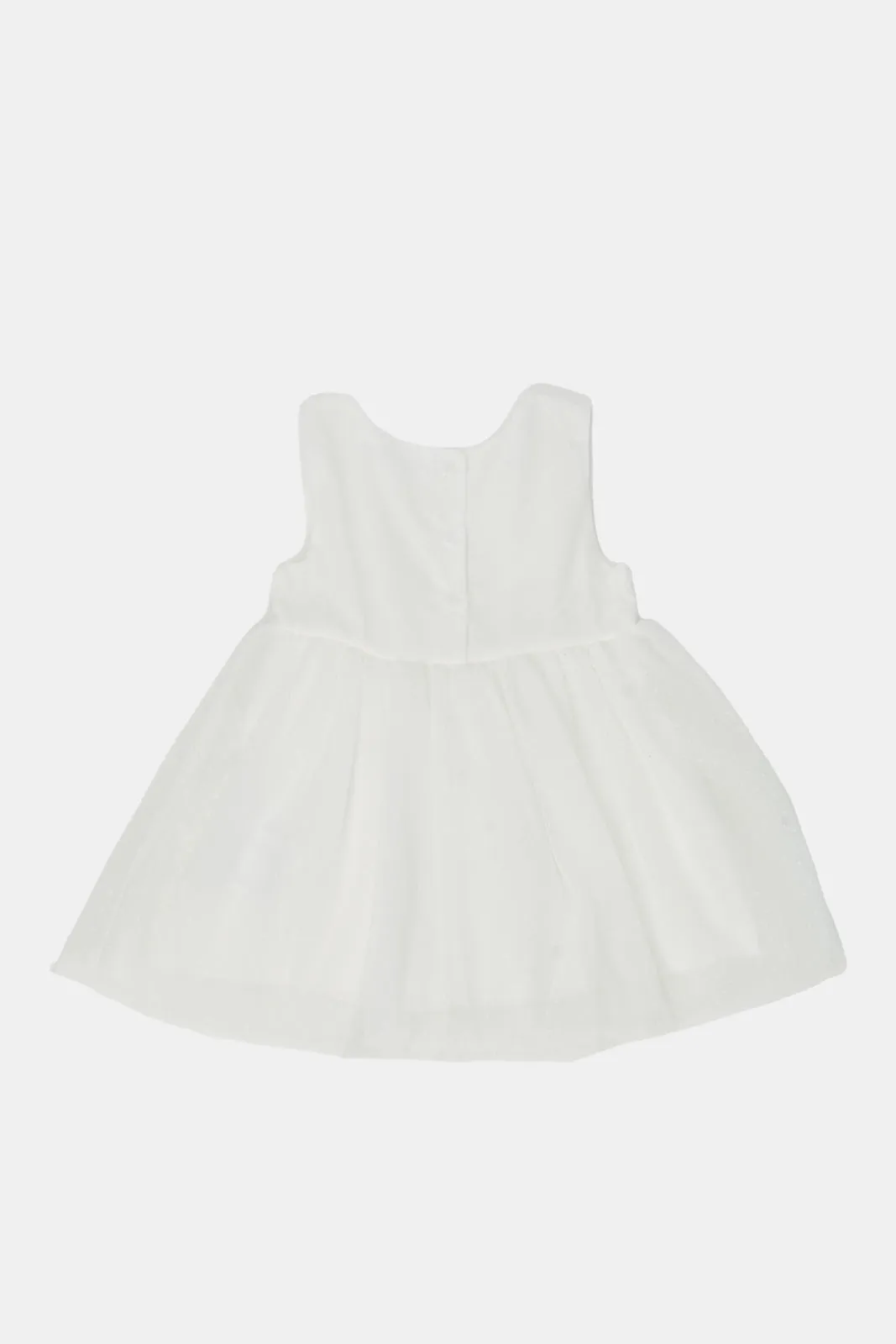 Infant Girls White Flower Embroidered Dress