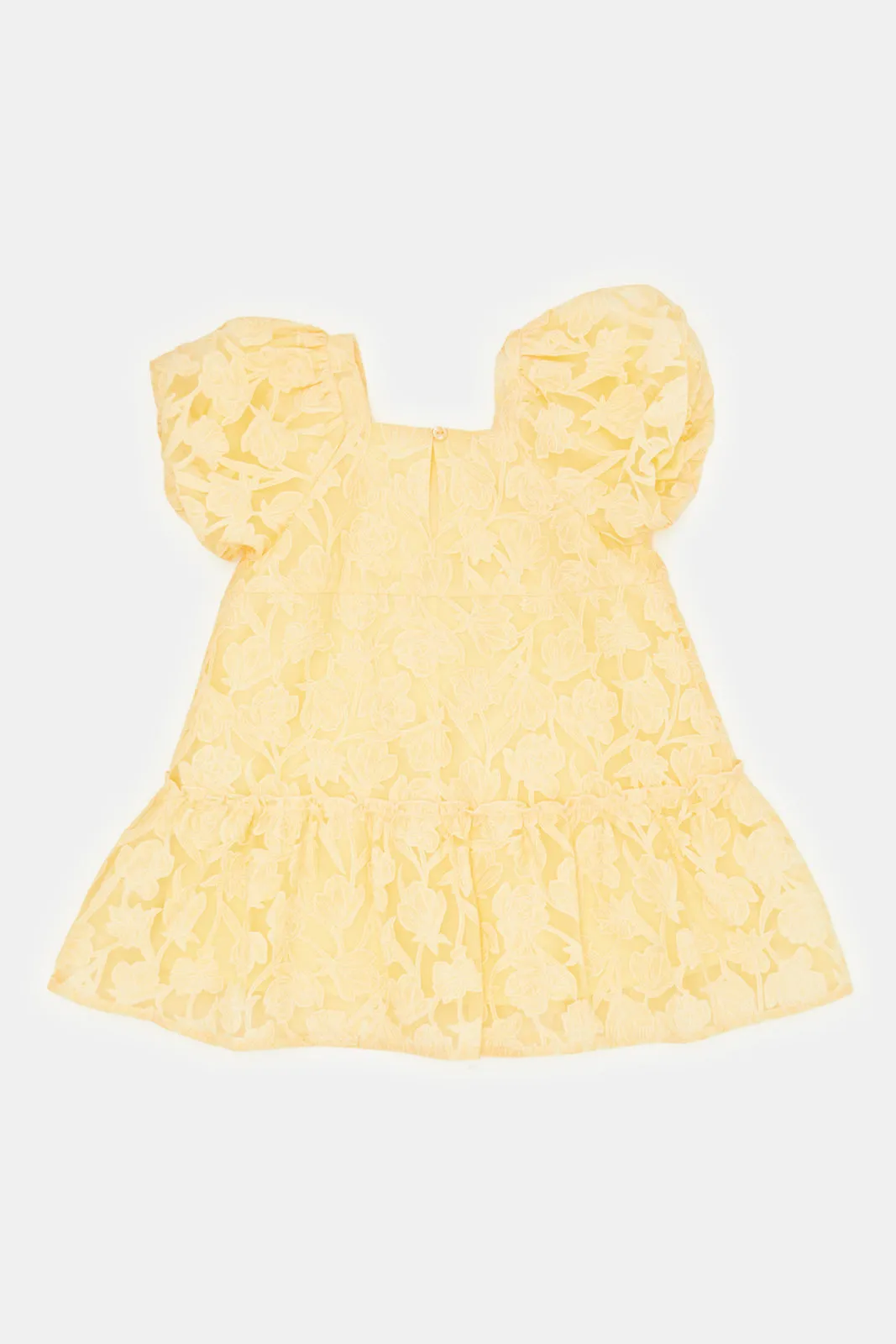 Infant Girls Yellow Puff Sleeves Dress