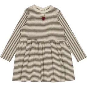 Jersey Dress Berry Embroidery - mulch stripe