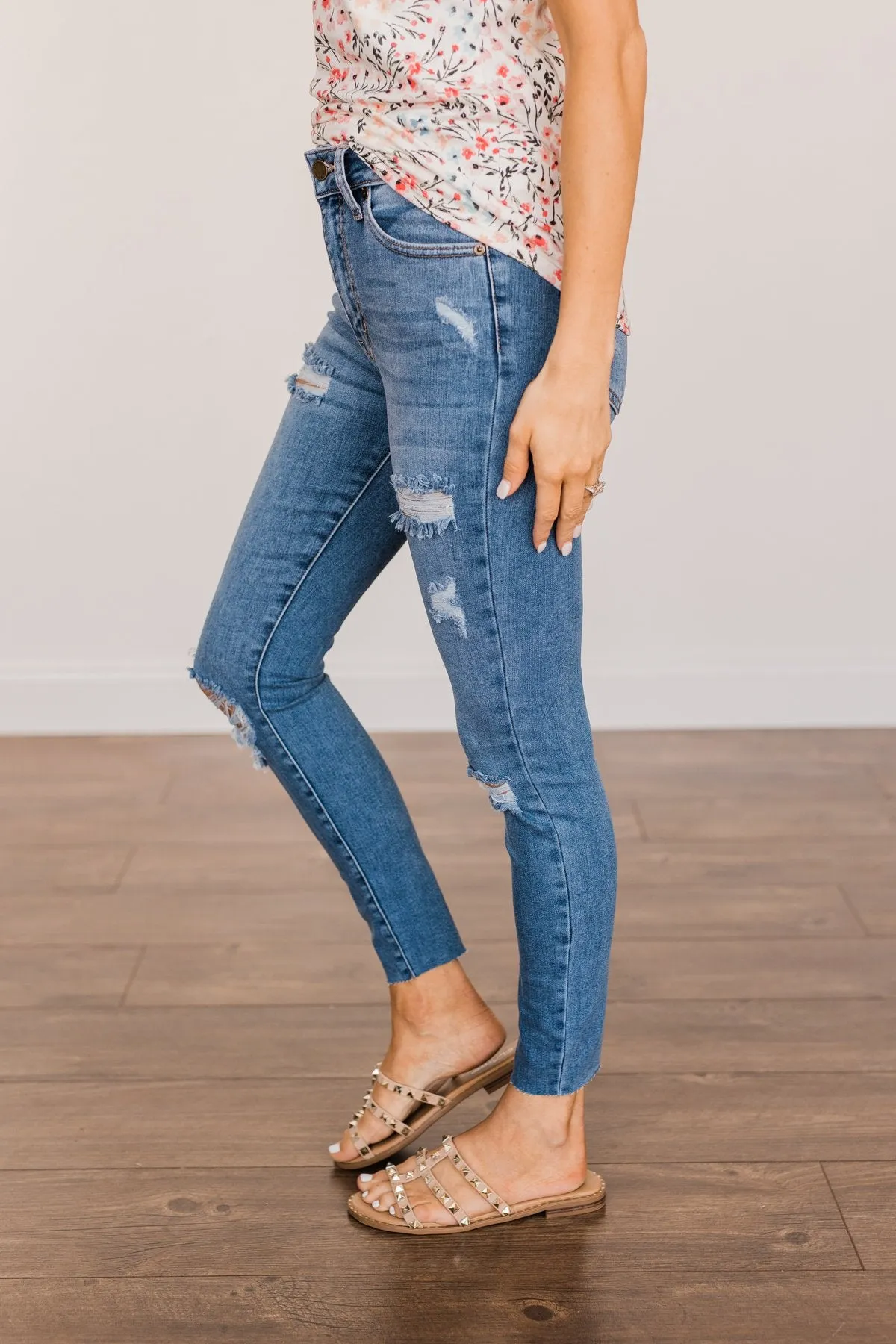 Just USA Distressed Skinny Jeans- Sienna Wash