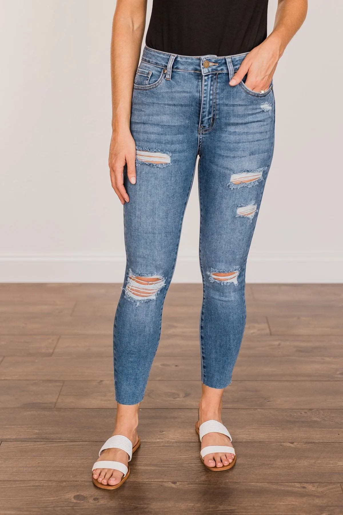 Just USA Distressed Skinny Jeans- Sienna Wash