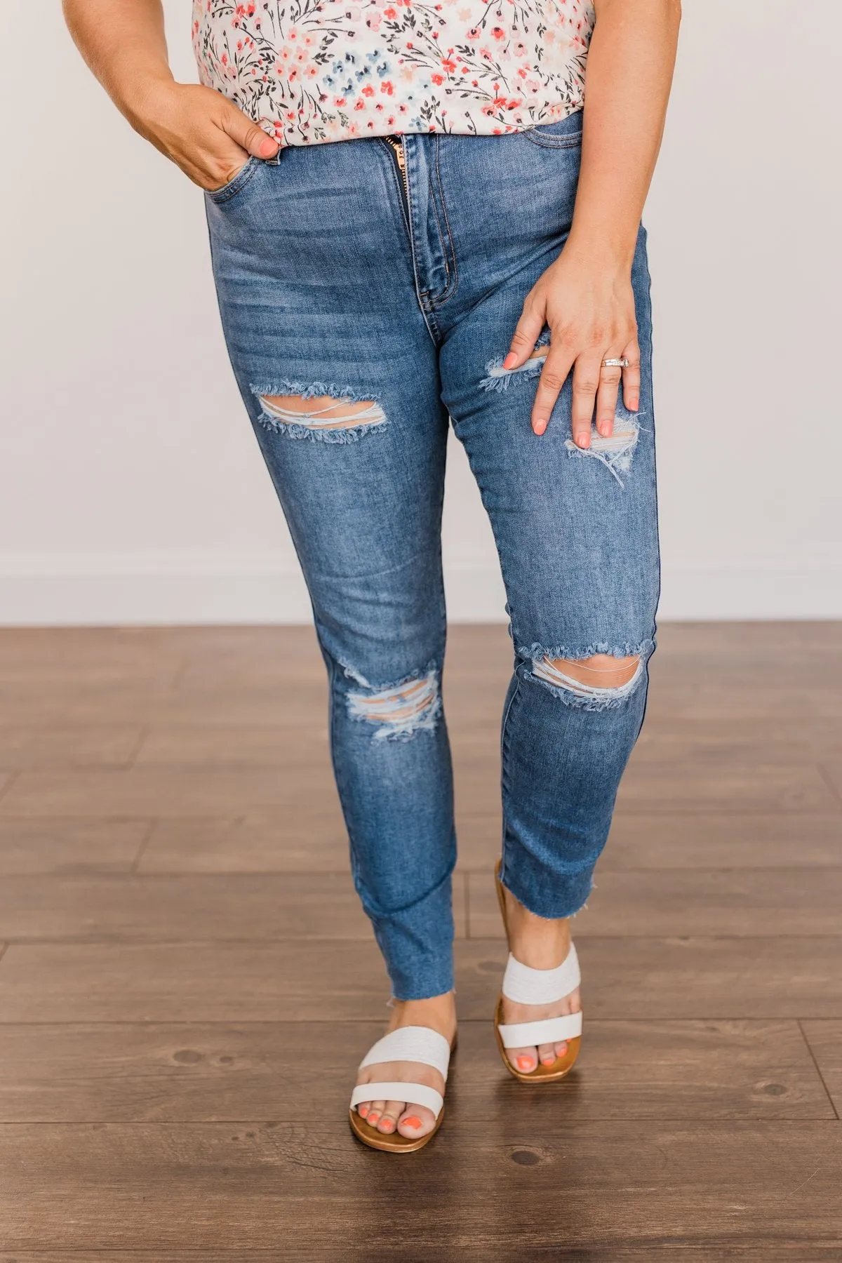 Just USA Distressed Skinny Jeans- Sienna Wash