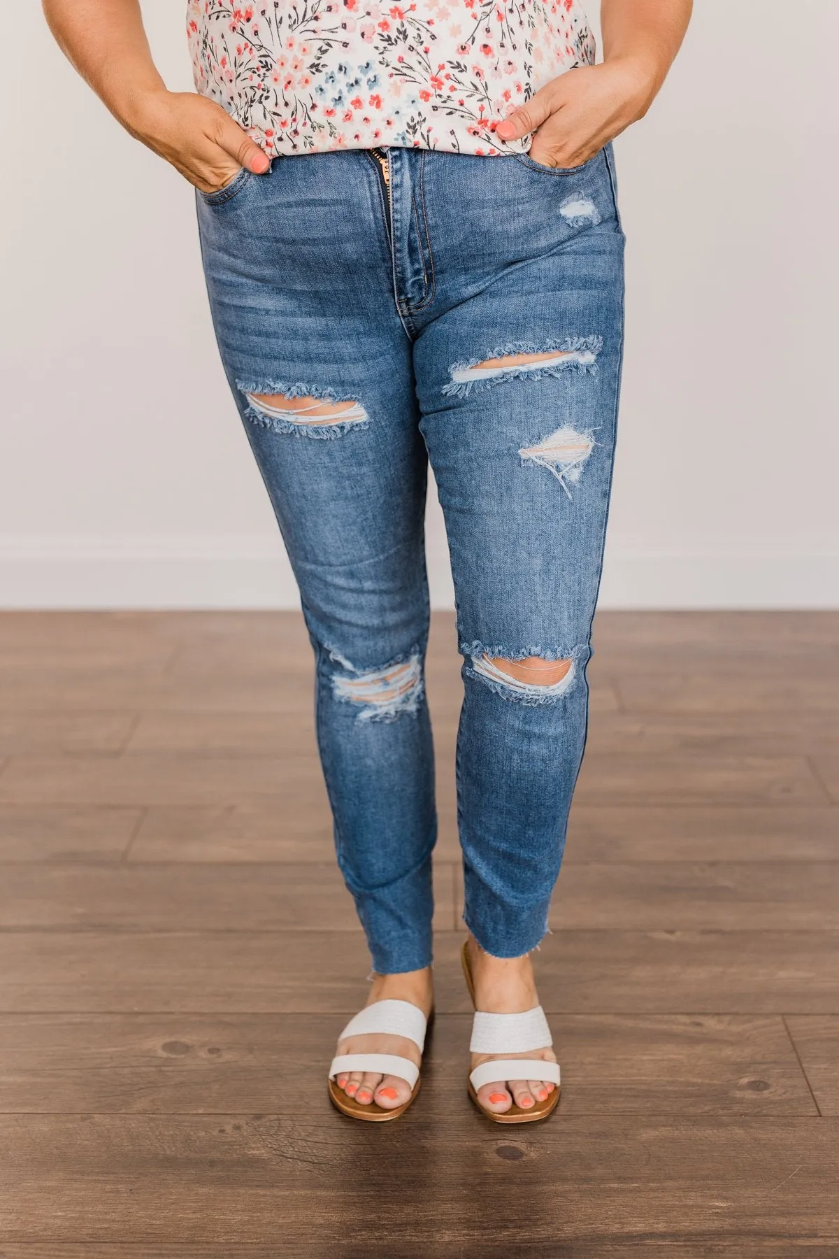 Just USA Distressed Skinny Jeans- Sienna Wash