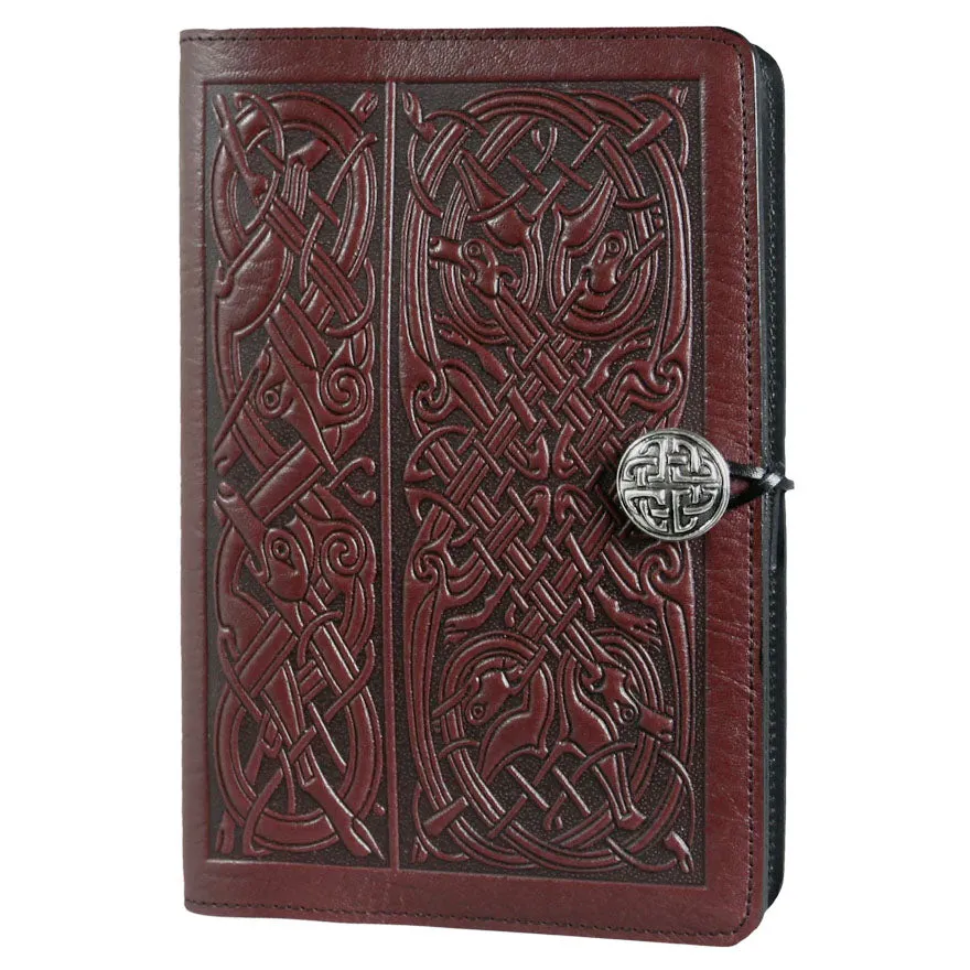 Large Leather Journal - Celtic Hounds Wine