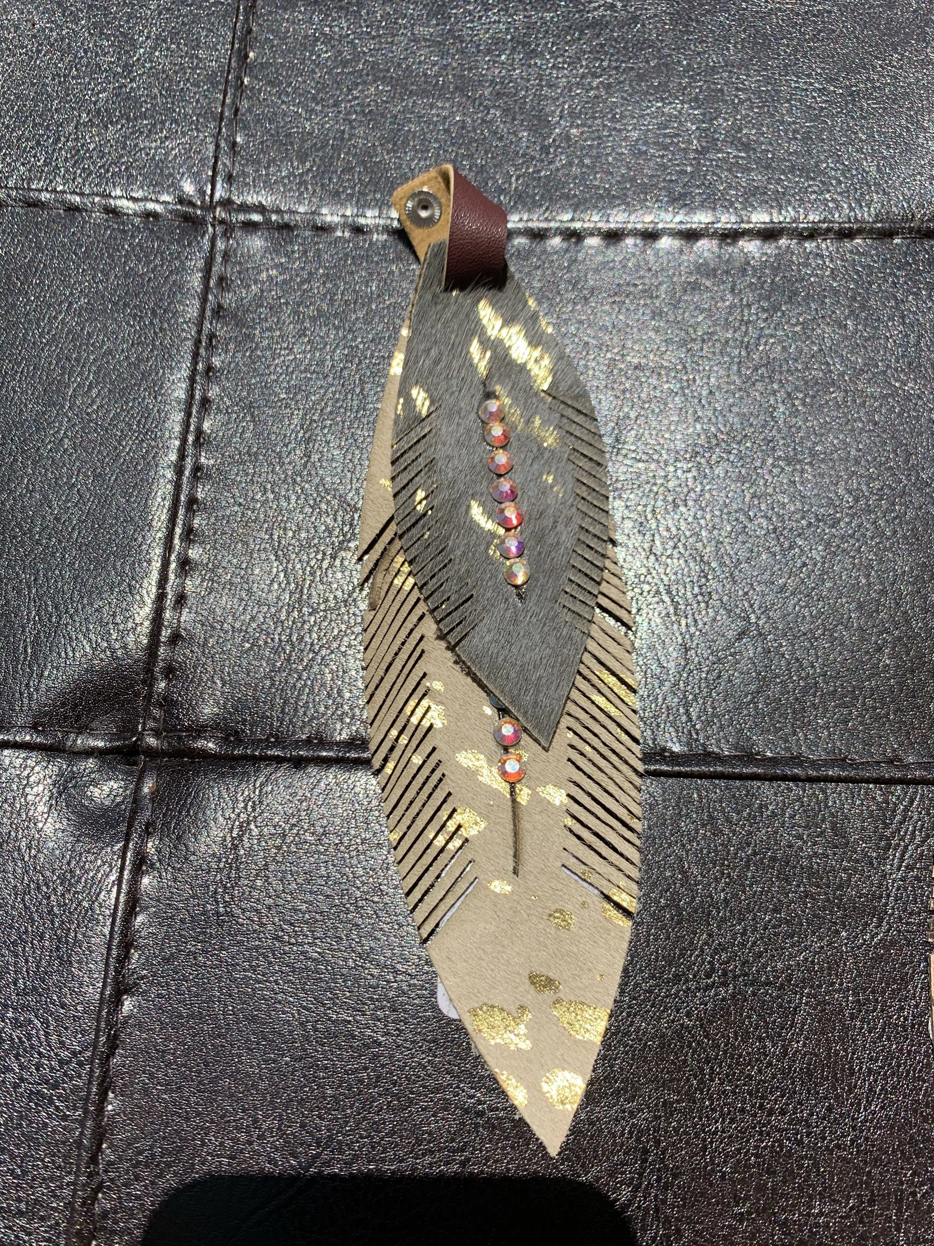 Leather Feather Charms