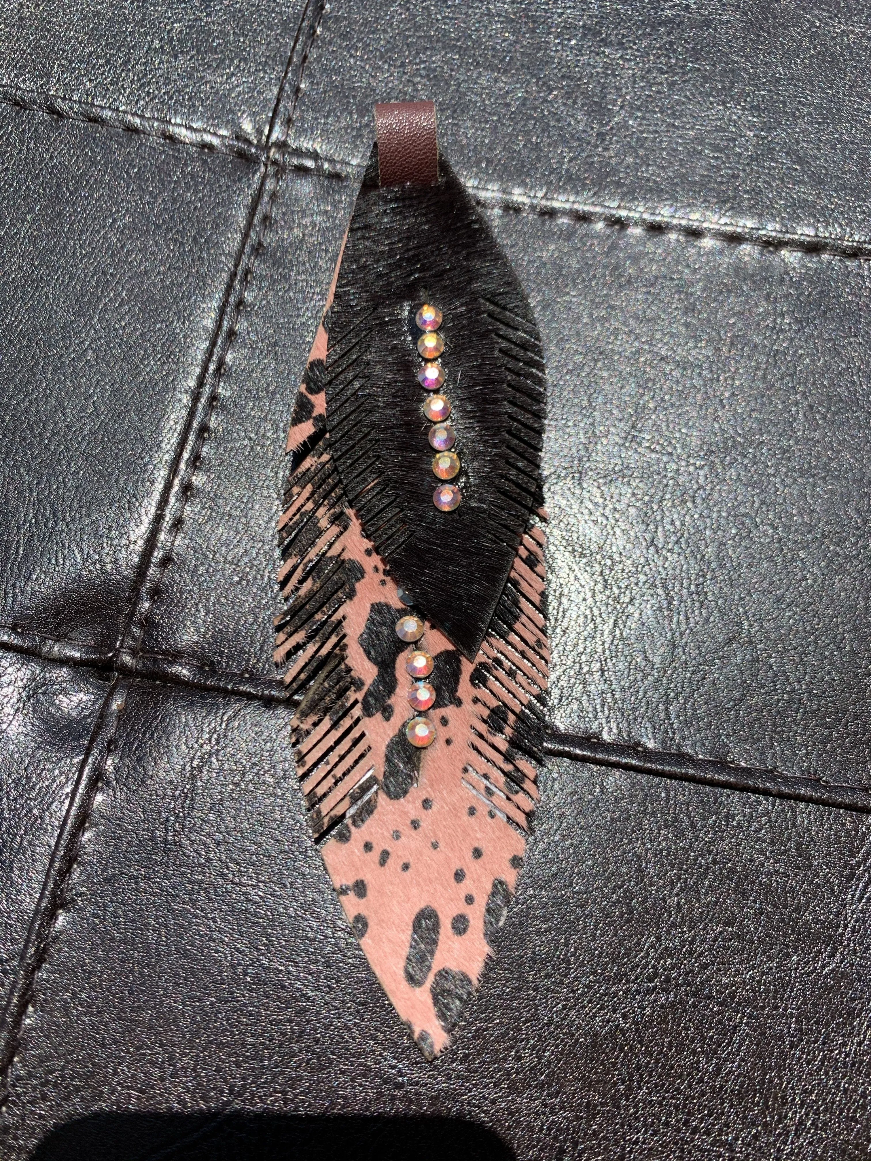 Leather Feather Charms