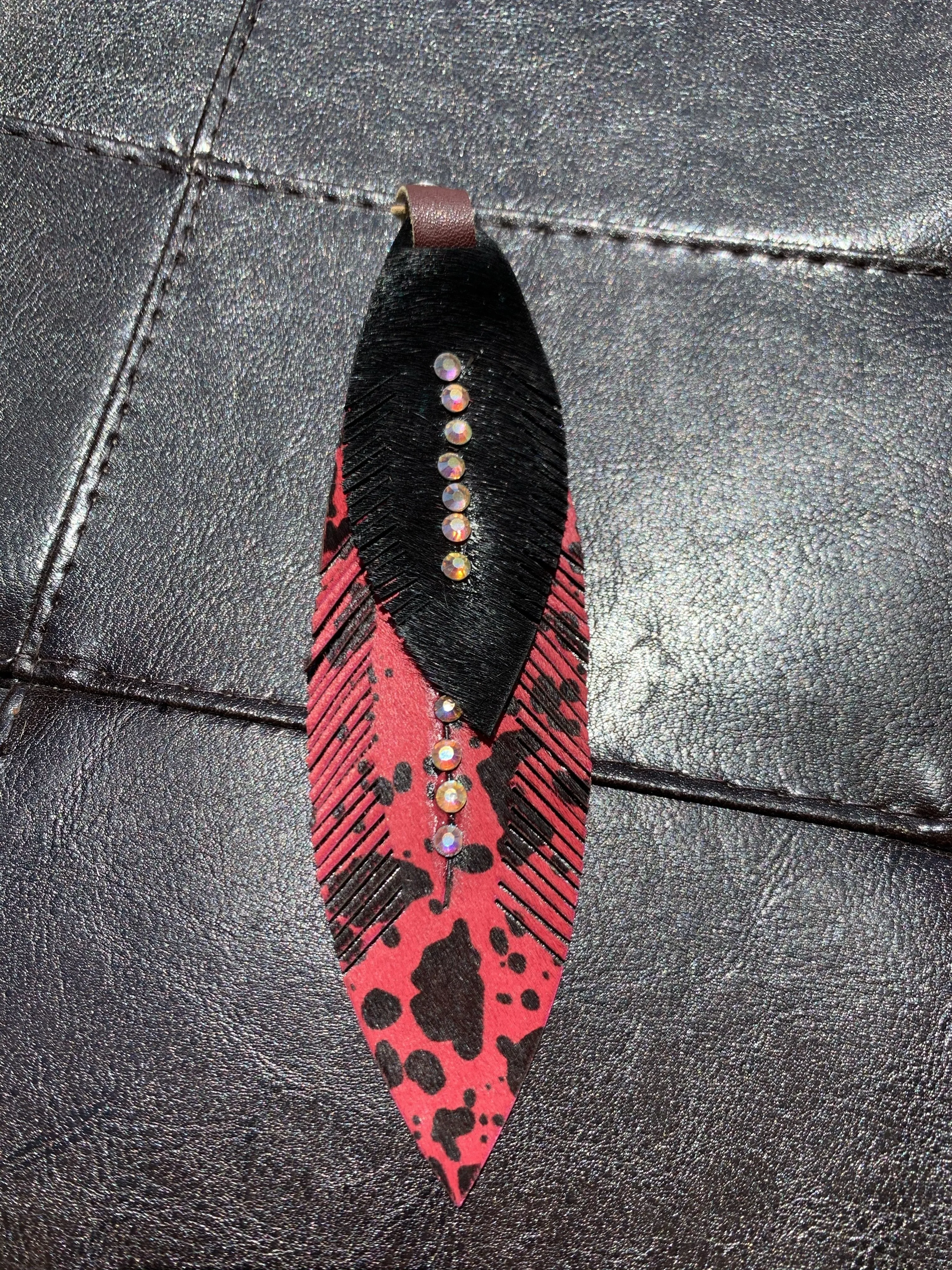 Leather Feather Charms