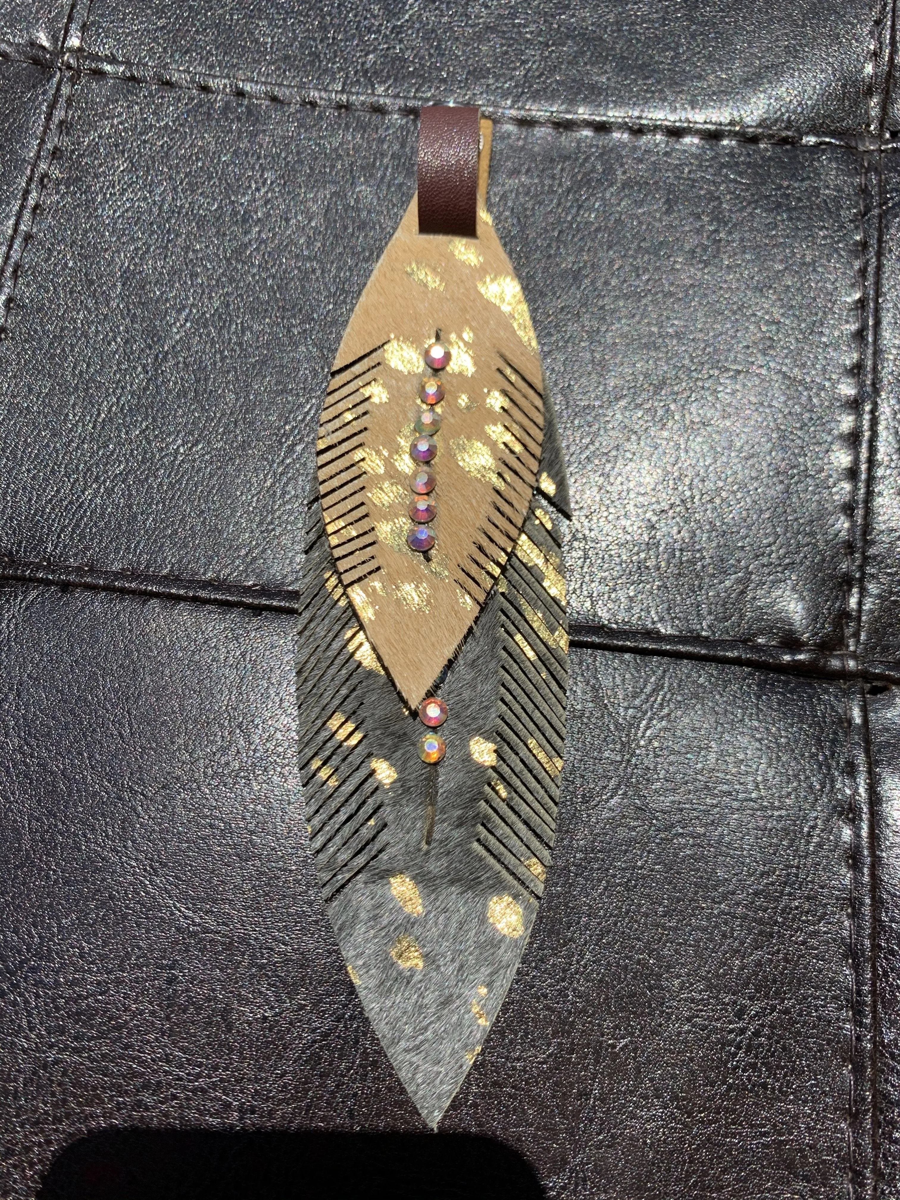 Leather Feather Charms