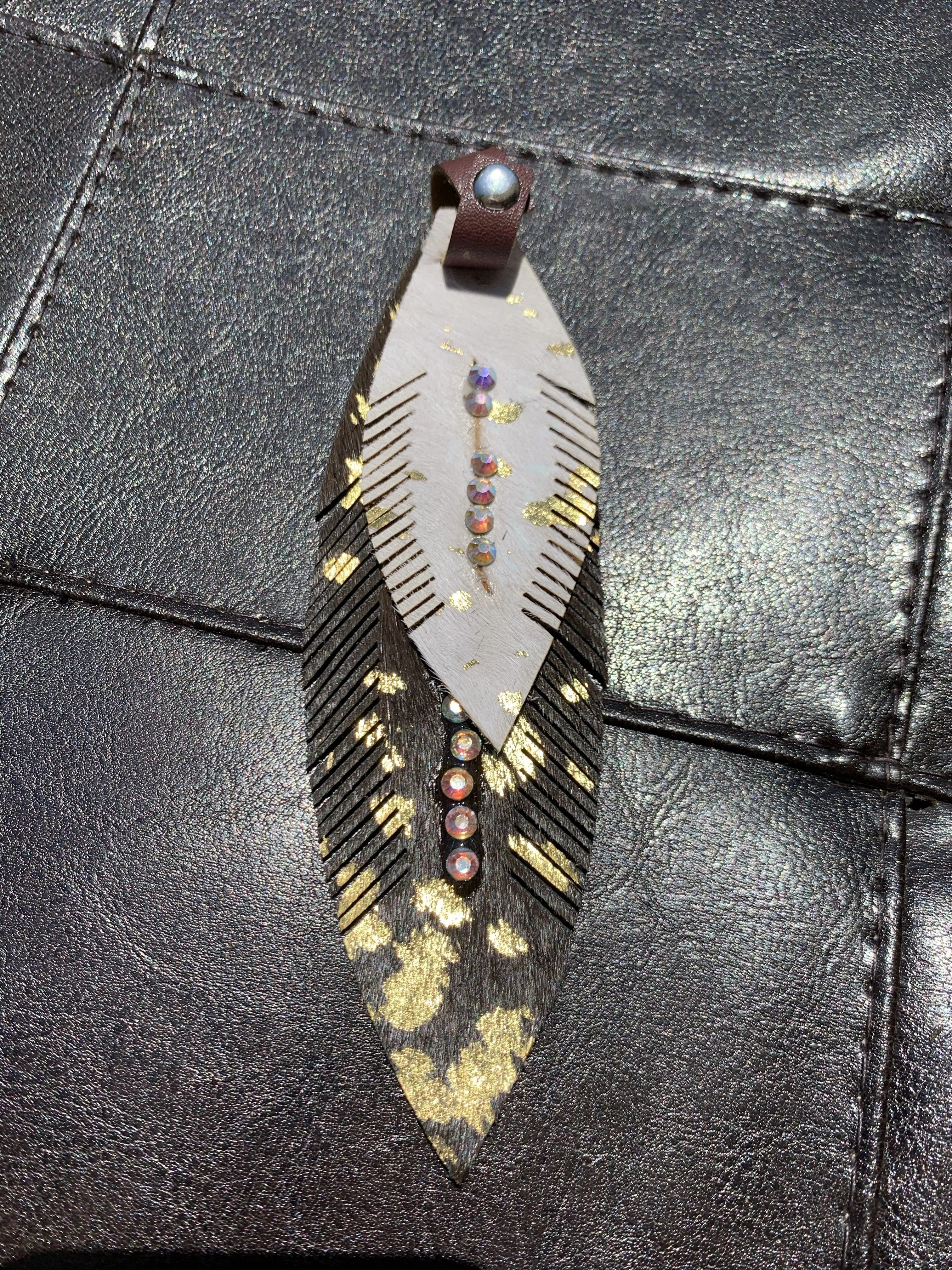 Leather Feather Charms