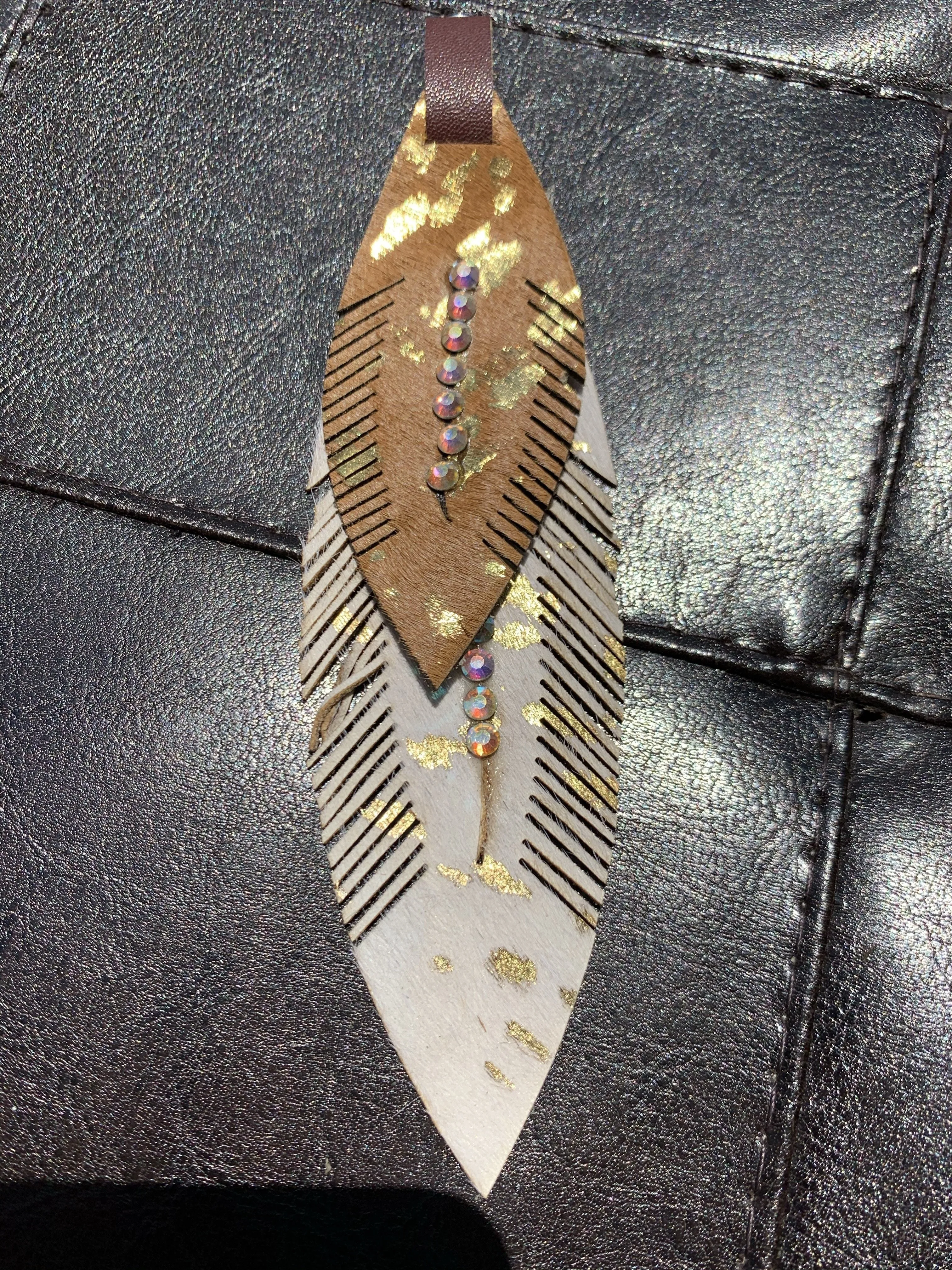 Leather Feather Charms