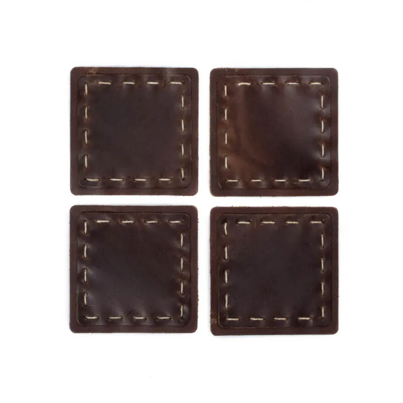 Leather Hand Sewn Coaster Set - Available in Multiple Colors