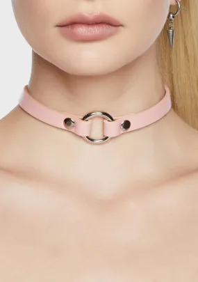 Light Pink Vegan Skinny O-Ring Choker-