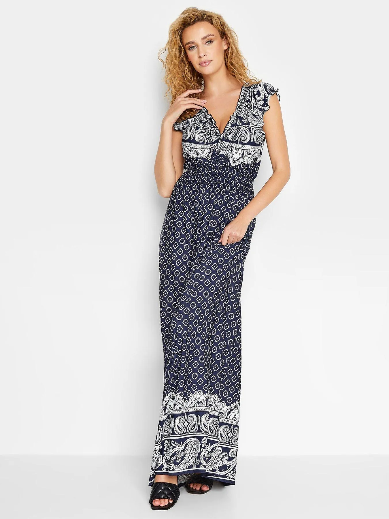 Long Tall Sally Navy Bardot Maxi Dress